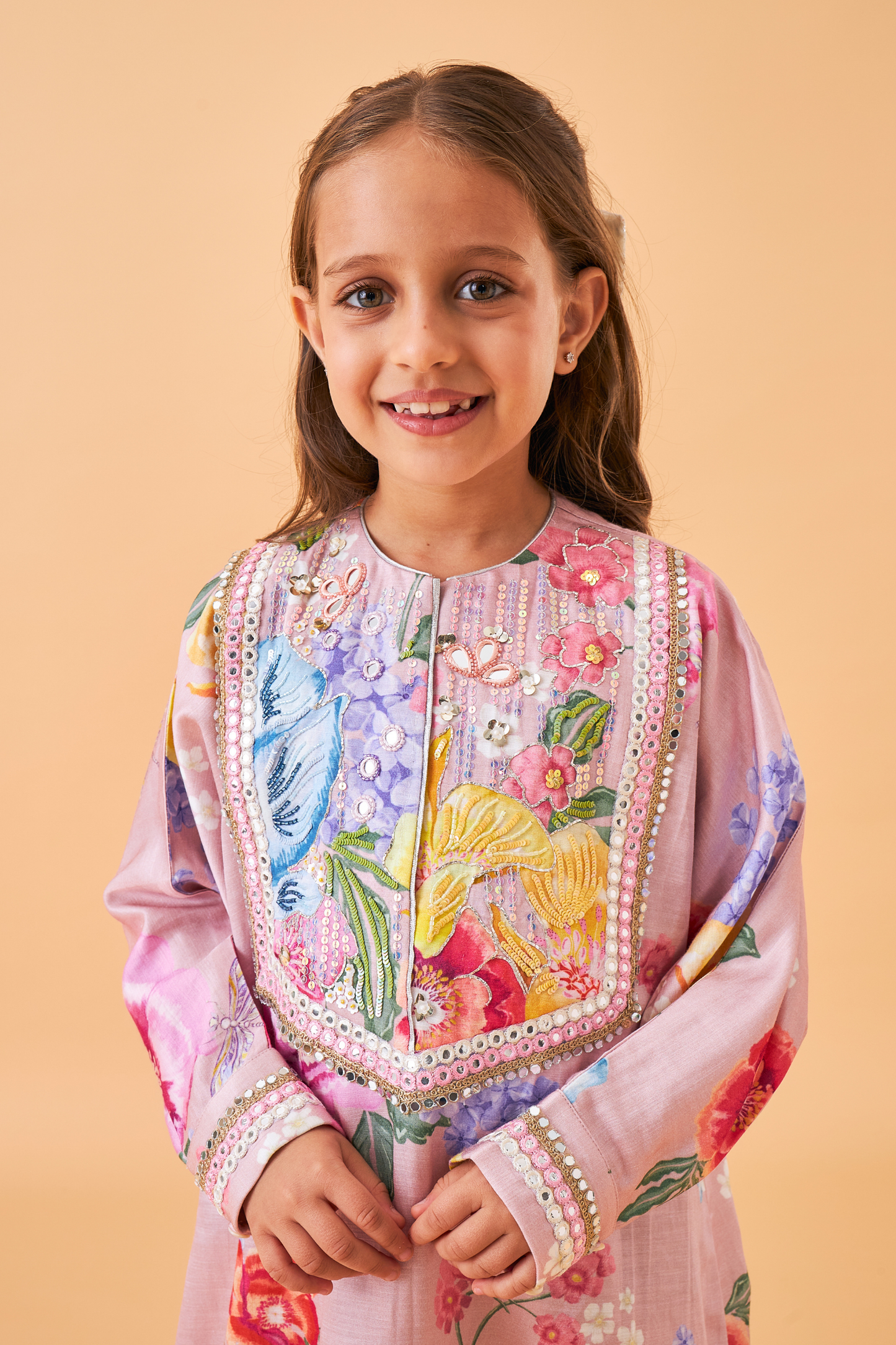 Zehra Pink Girls Long Dress