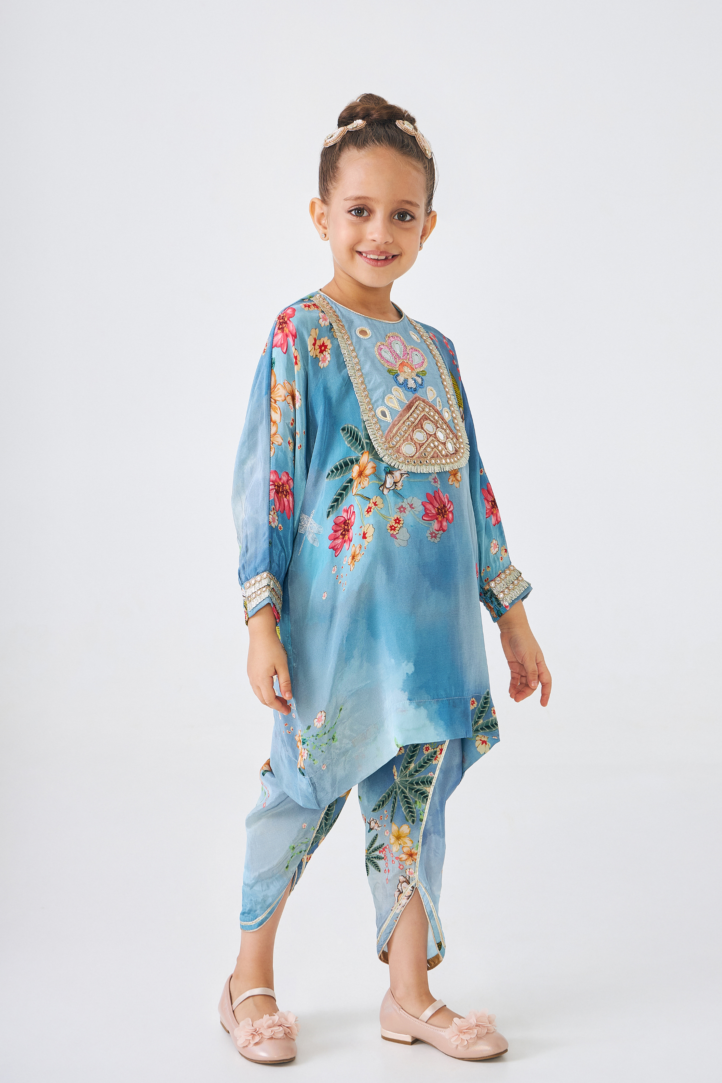 Clea Embellished Girls Tunic With Pants (Set of 2 Pcs)