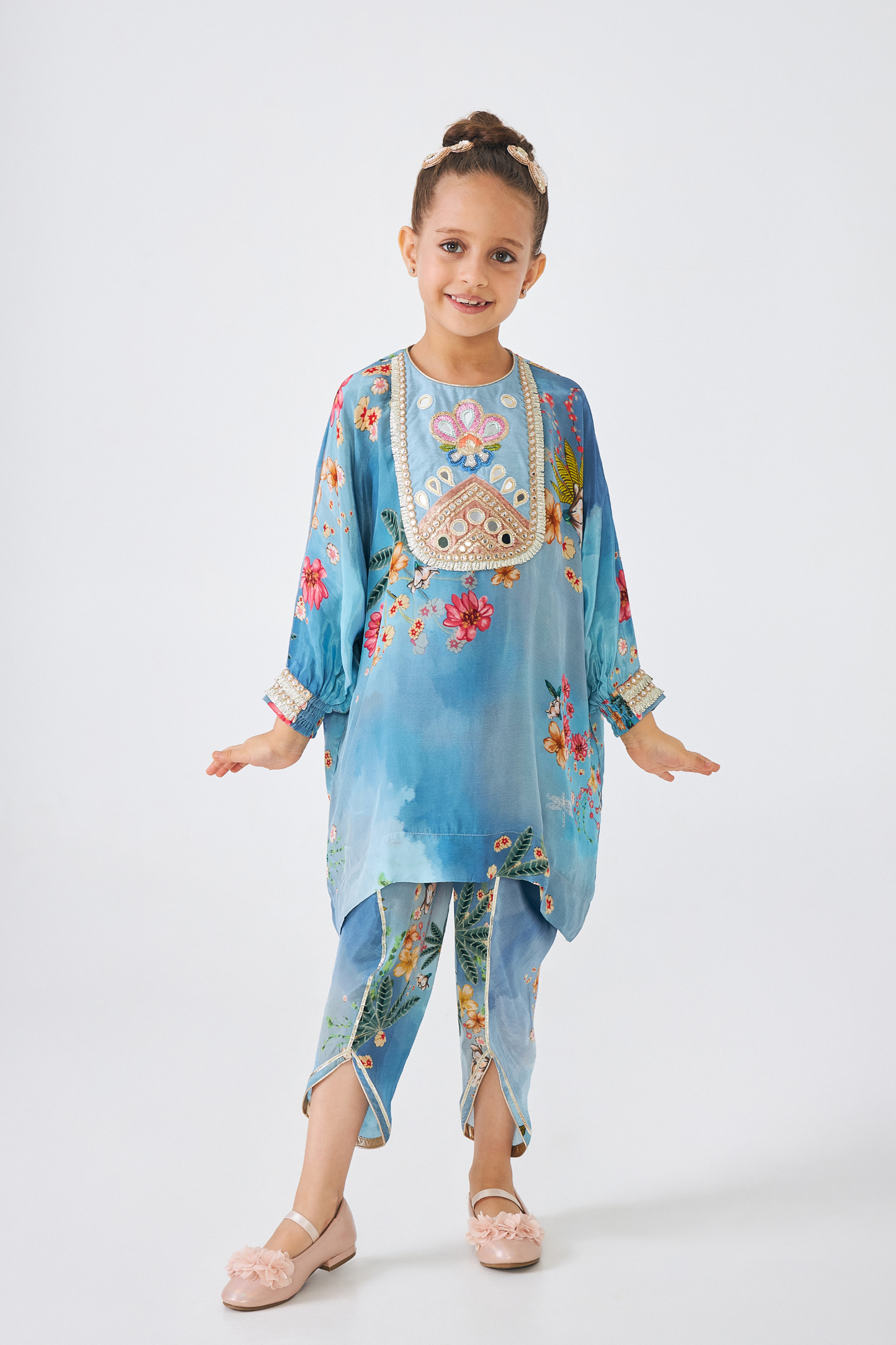Clea Embellished Girls Tunic With Pants (Set of 2 Pcs)