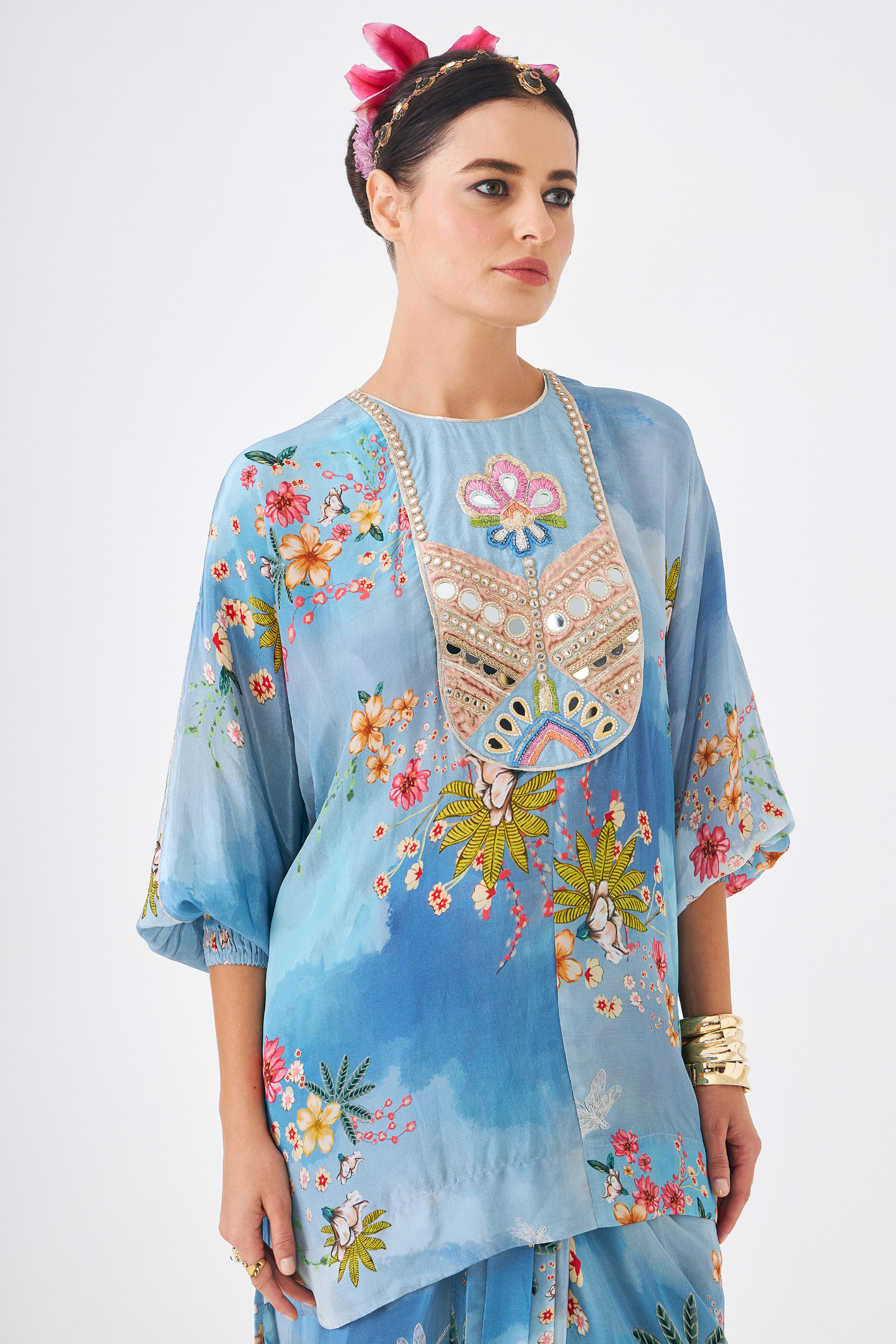 Clea Ladies Embellished Tunic & Draped Skirt (Set of 2pcs)