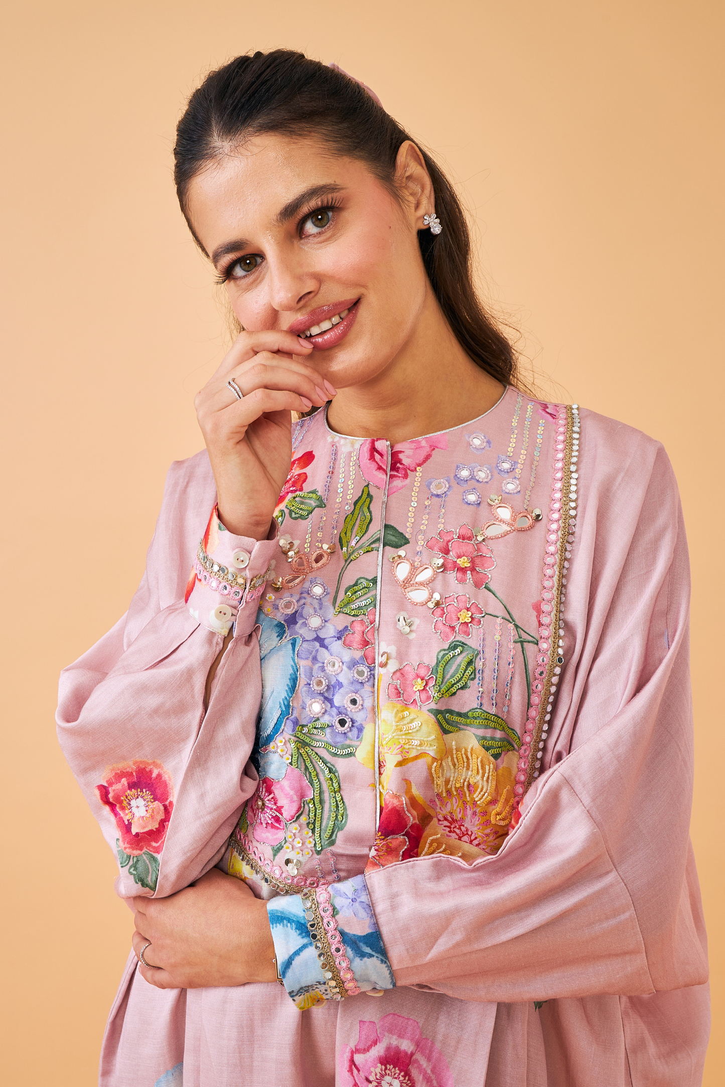 Zehra Pink Ladies Long Dress