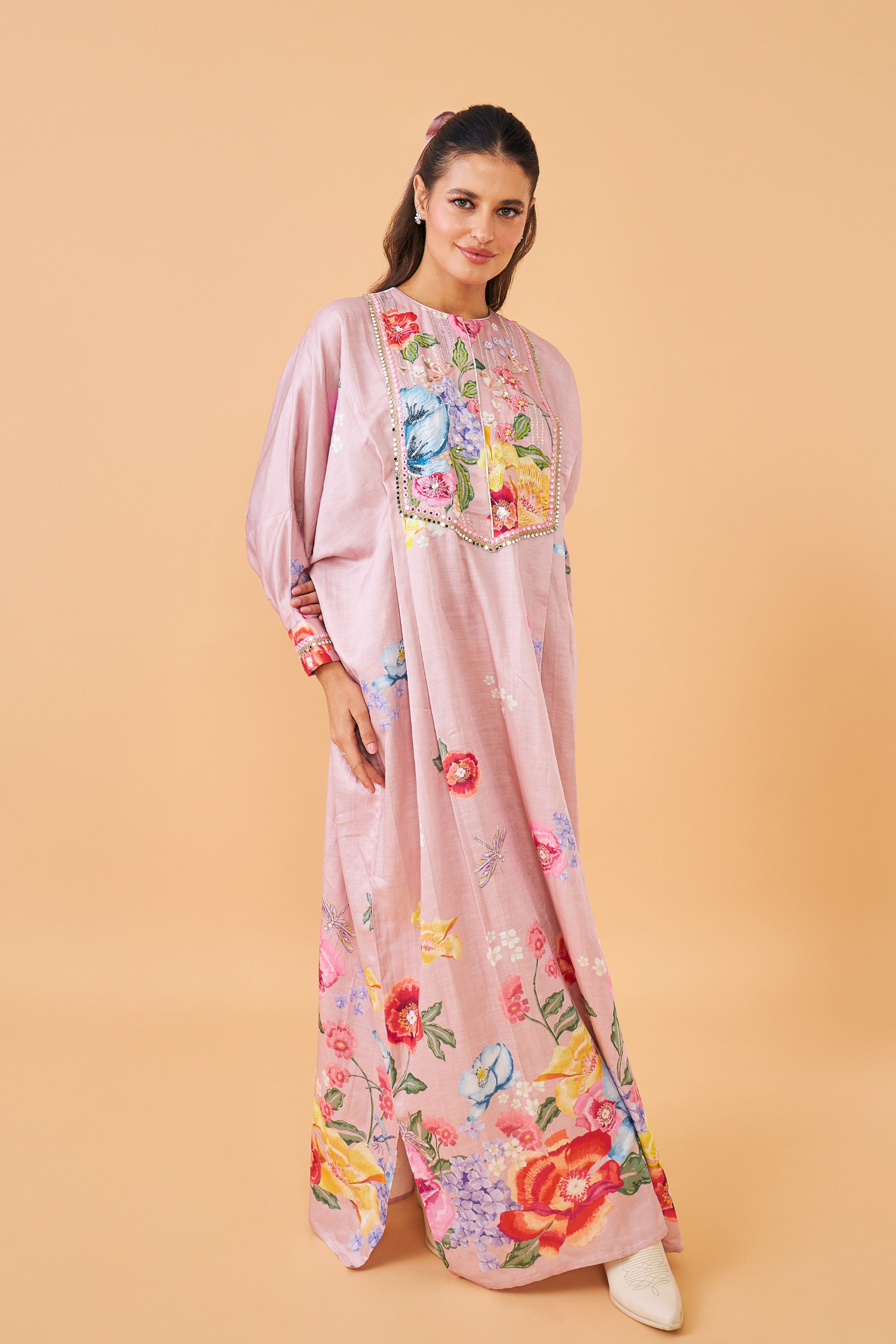 Zehra Pink Ladies Long Dress