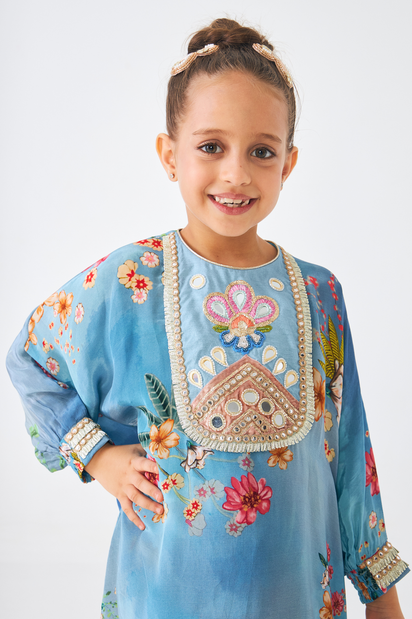 Clea Embellished Girls Tunic With Pants (Set of 2 Pcs)