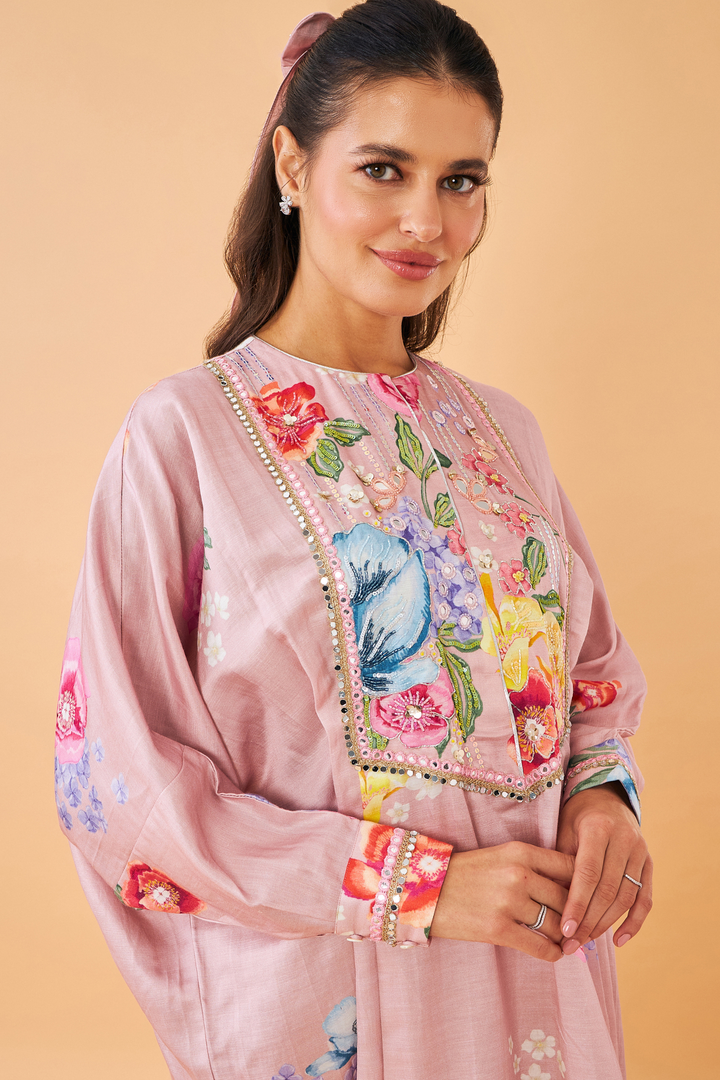 Zehra Pink Ladies Long Dress