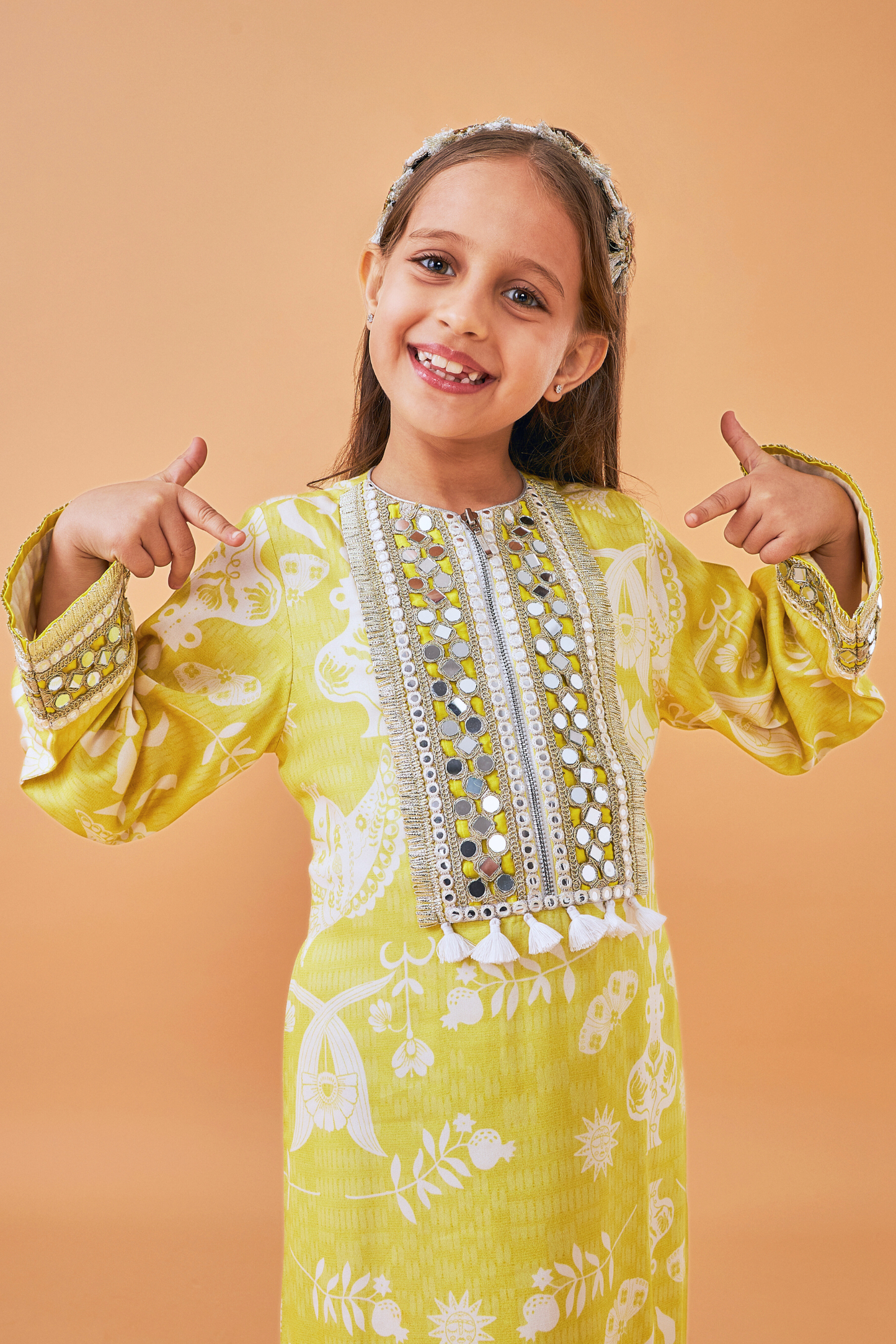 Dala Coat with Poppy Yellow Long Dress