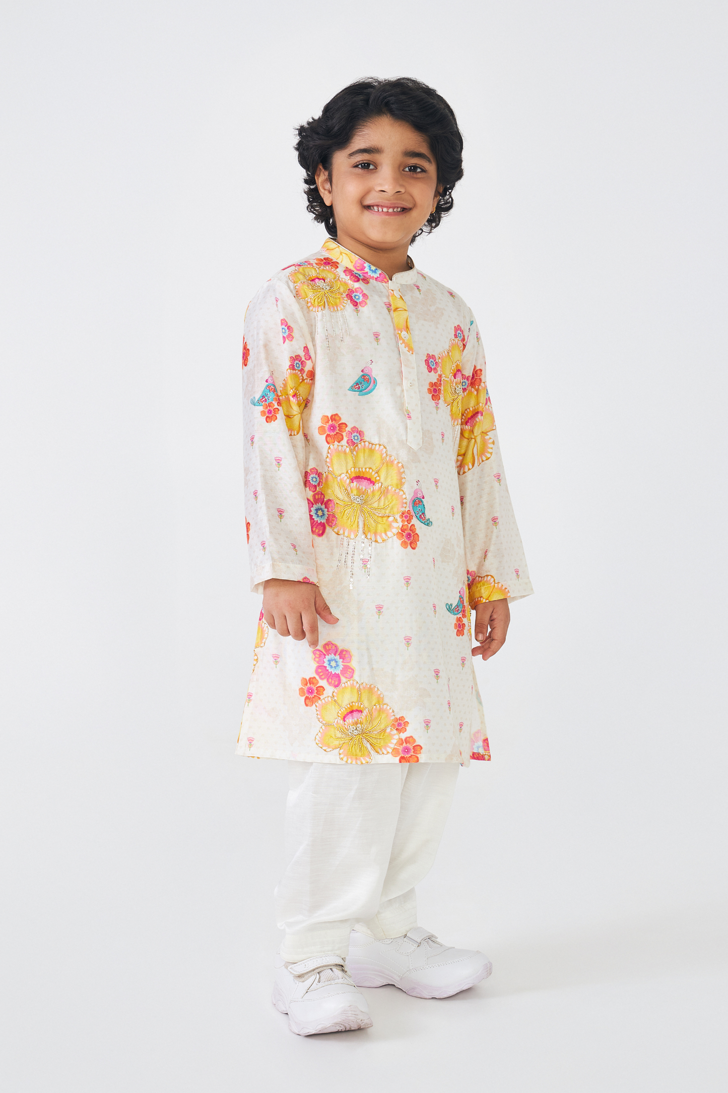 Freya Mustard Boys Embellished Kurta & Jacket (Set of 3 Pcs)