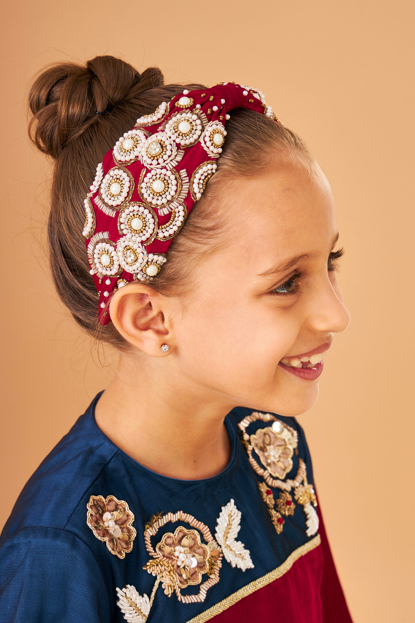 Valerie Maroon Girls Embellished Headband