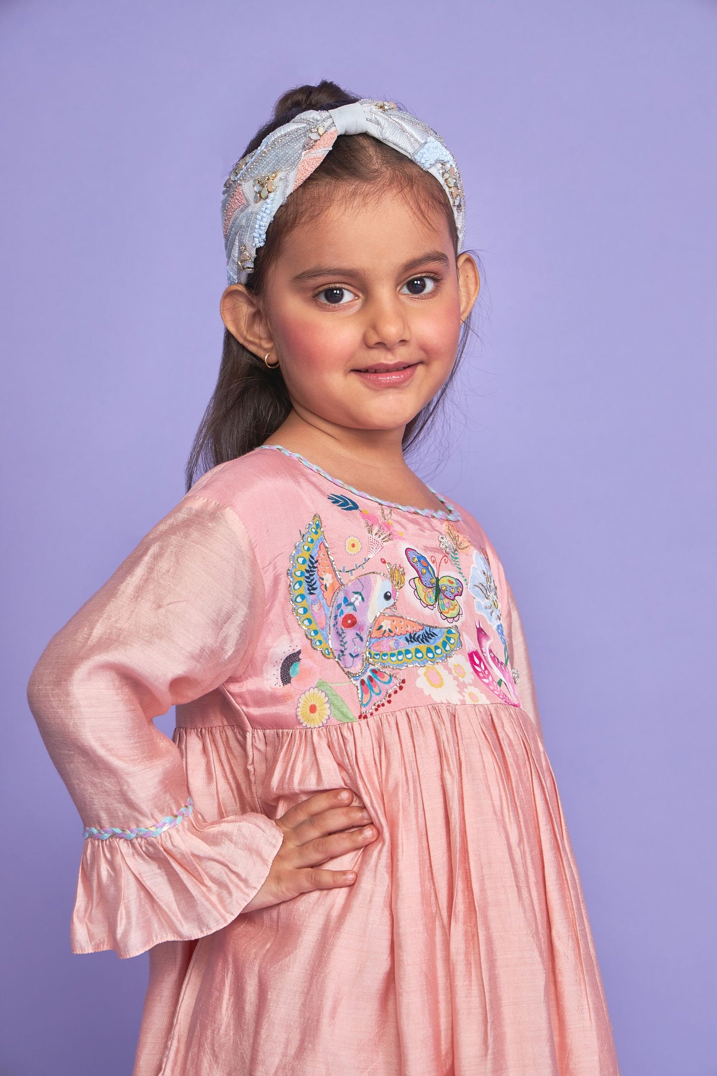 Sparrow Pink Kids Dress Co-ord