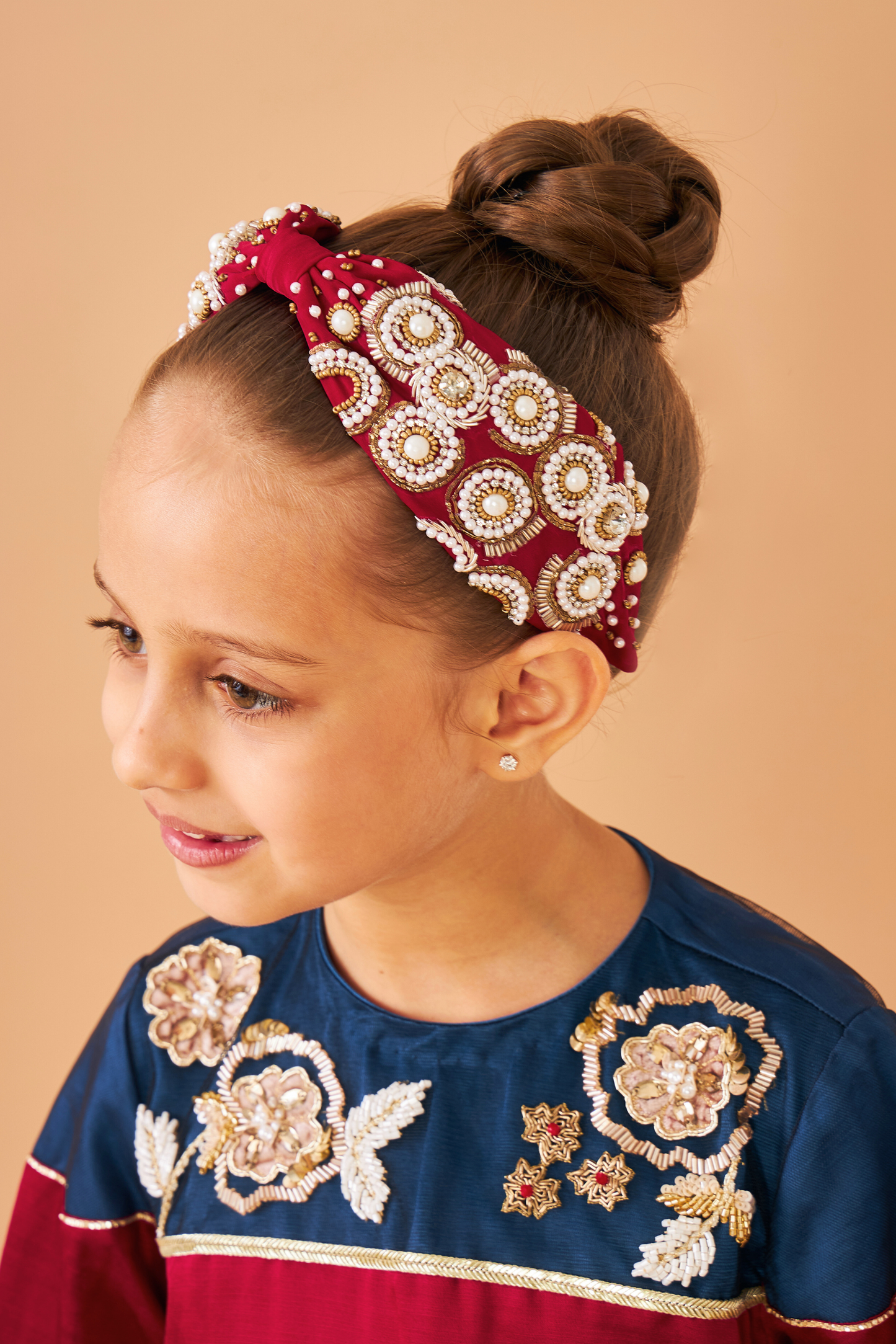 Valerie Maroon Girls Embellished Headband