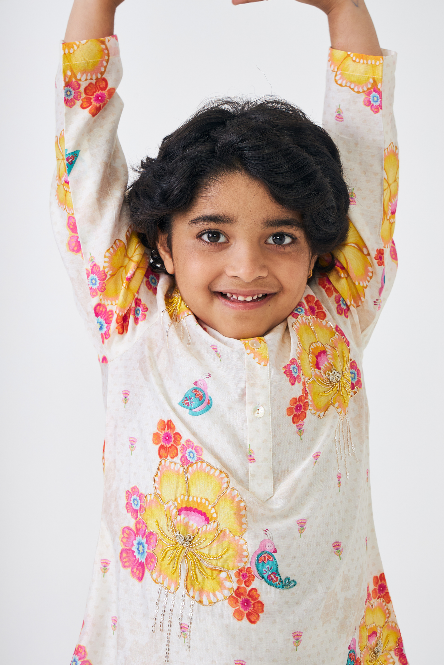 Freya Mustard Boys Embellished Kurta & Pant (Set of 2 Pcs)