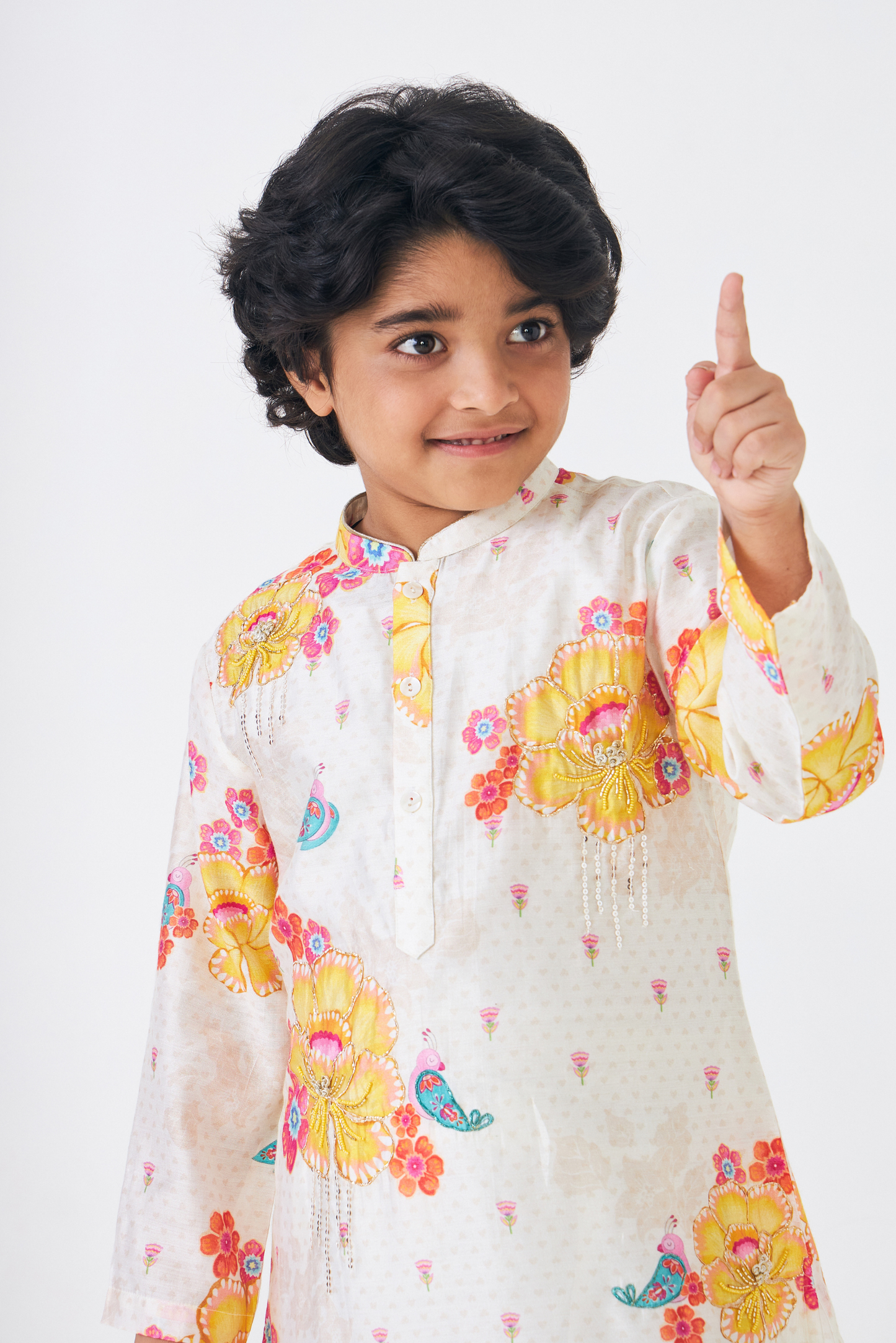 Freya Mustard Boys Embellished Kurta & Pant (Set of 2 Pcs)
