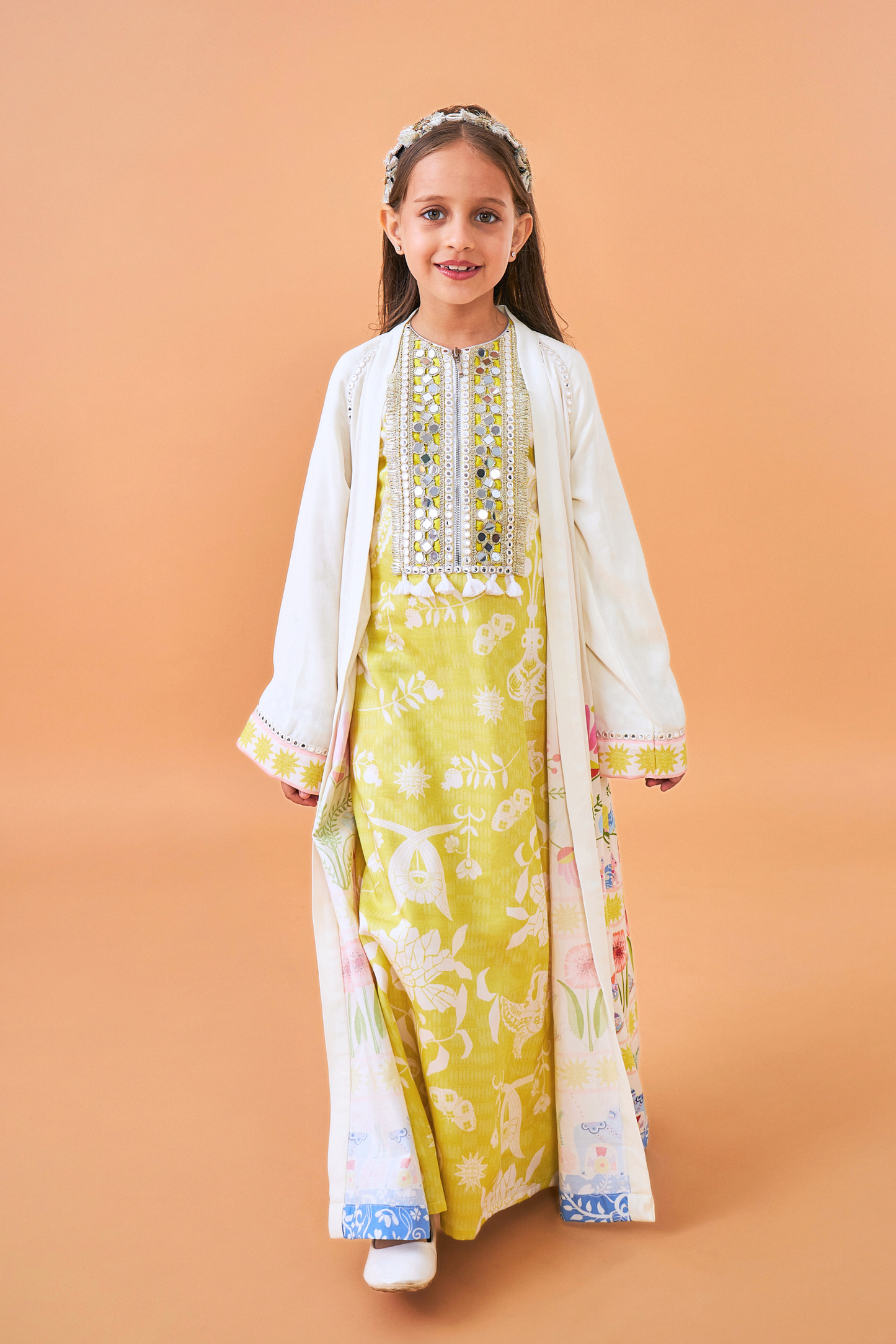 Dala Coat with Poppy Yellow Long Dress