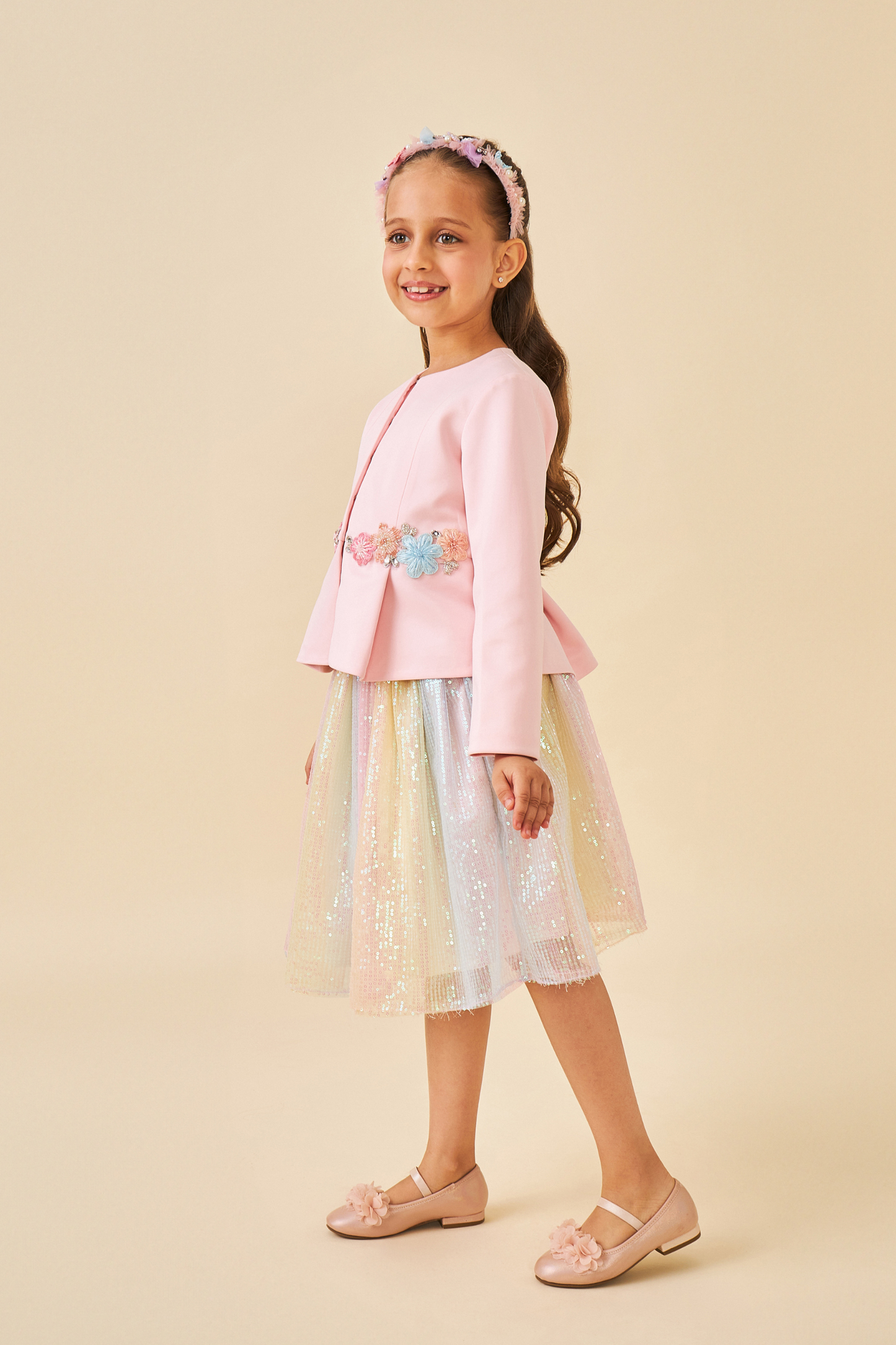 Hazel Pink Girls Skirt Set ( Set of 2)