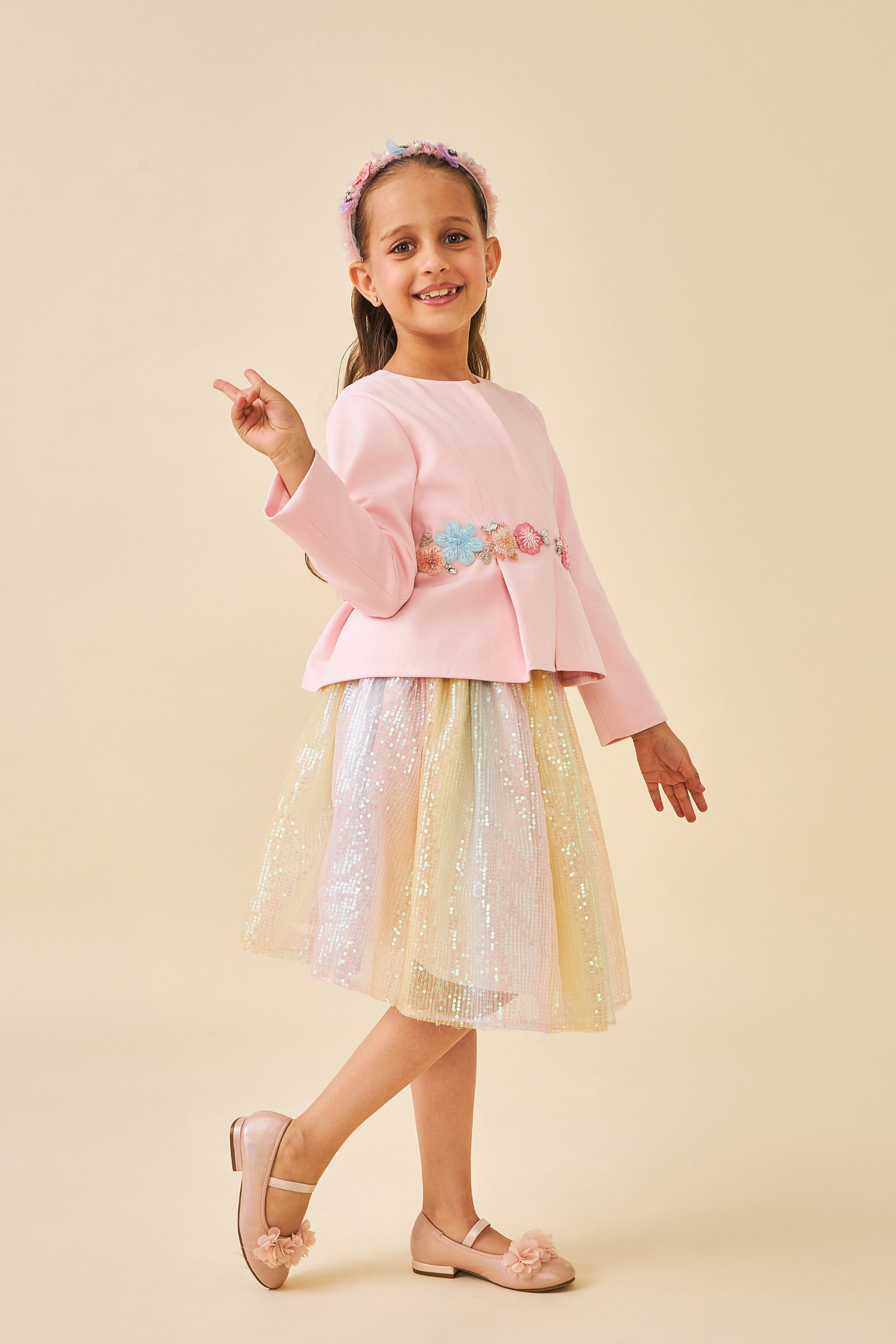 Hazel Pink Girls Skirt Set ( Set of 2)