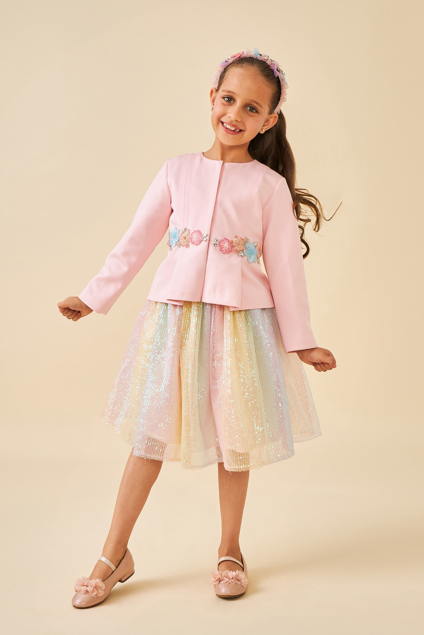 Hazel Pink Girls Skirt Set ( Set of 2)