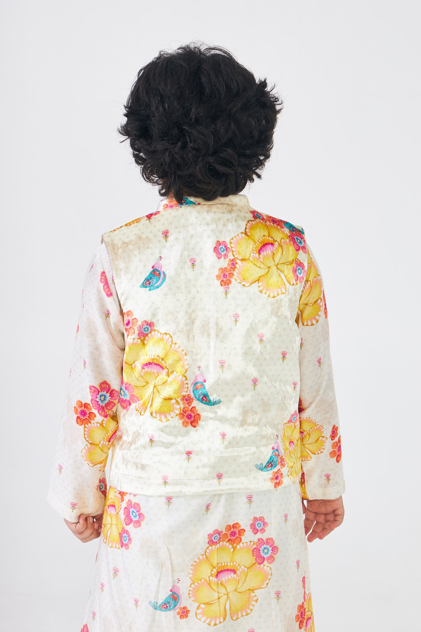 Freya Mustard Boys Embellished Kurta & Jacket (Set of 3 Pcs)