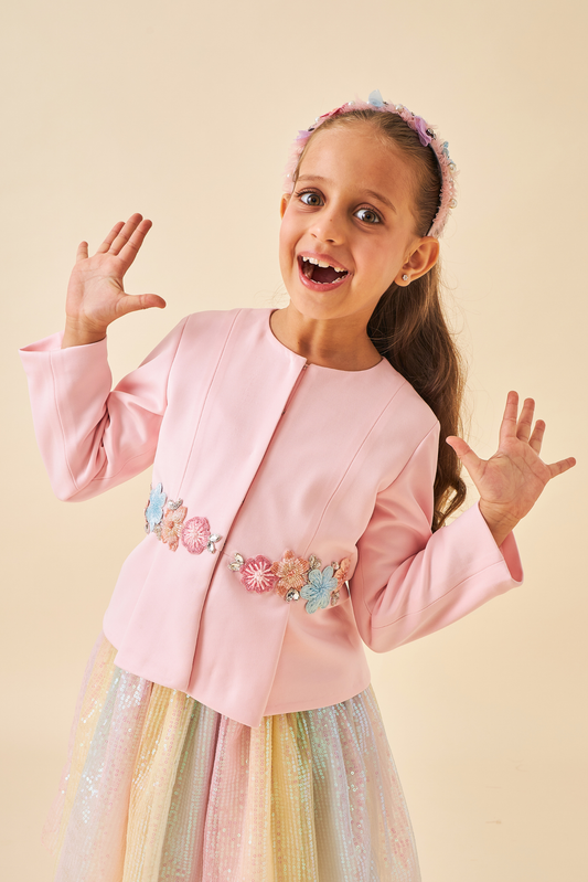 Hazel Pink Girls Skirt Set ( Set of 2)