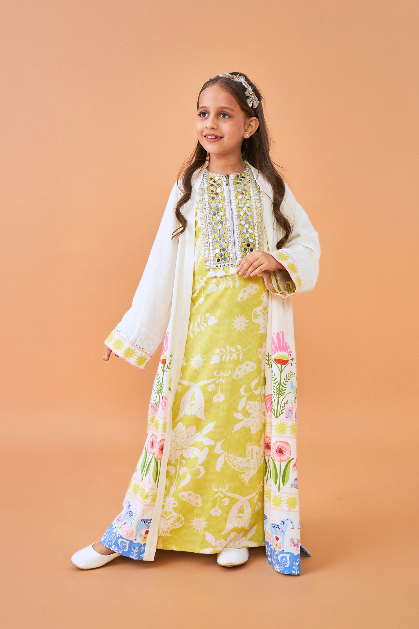 Dala Coat with Poppy Yellow Long Dress