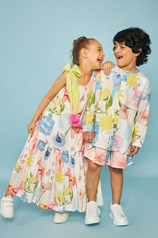 Dala Printed Kids Maxi Dress Bloom - Boy & Girl