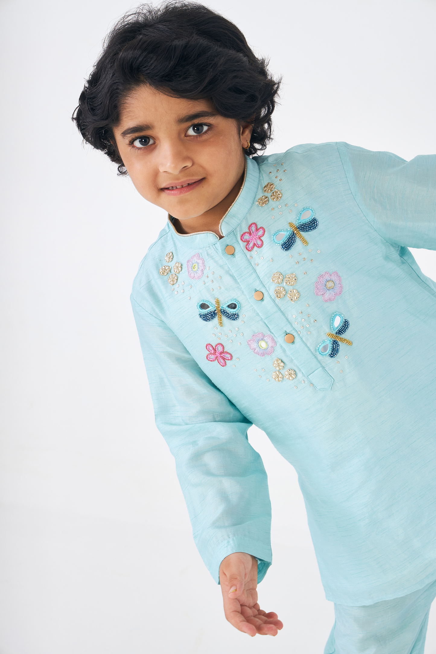 Freya Sage Boys Embellished Kurta & Pant (Set of 2 Pcs)