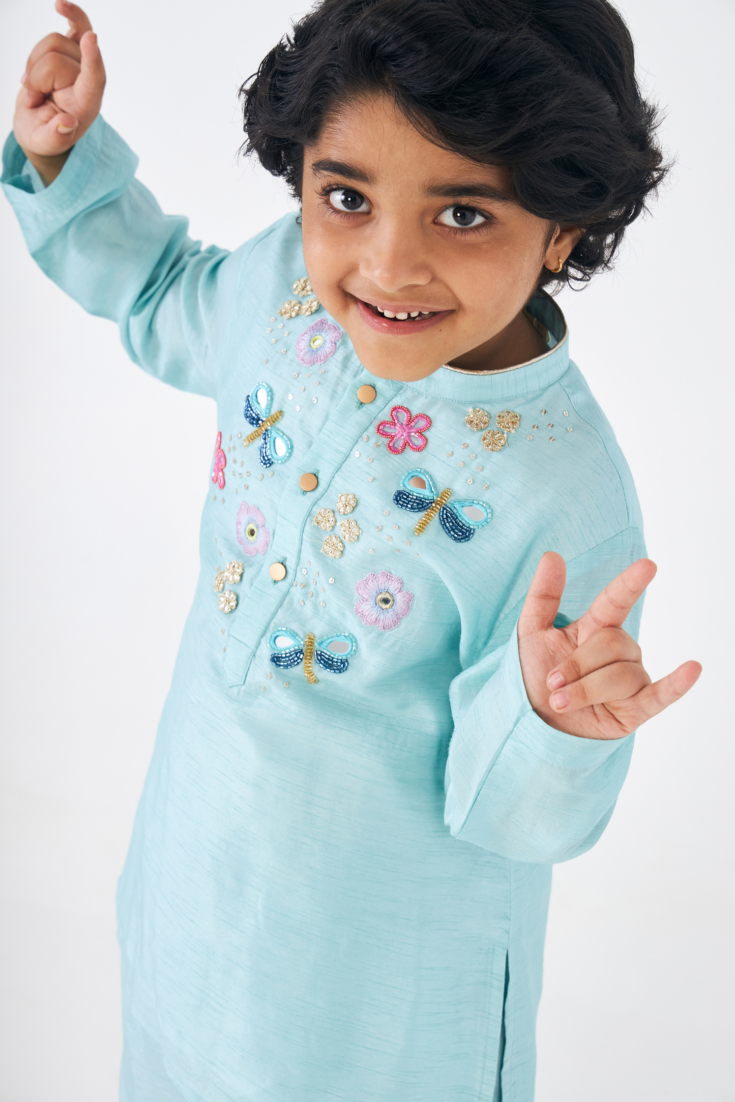 Freya Sage Boys Embellished Kurta & Pant (Set of 2 Pcs)