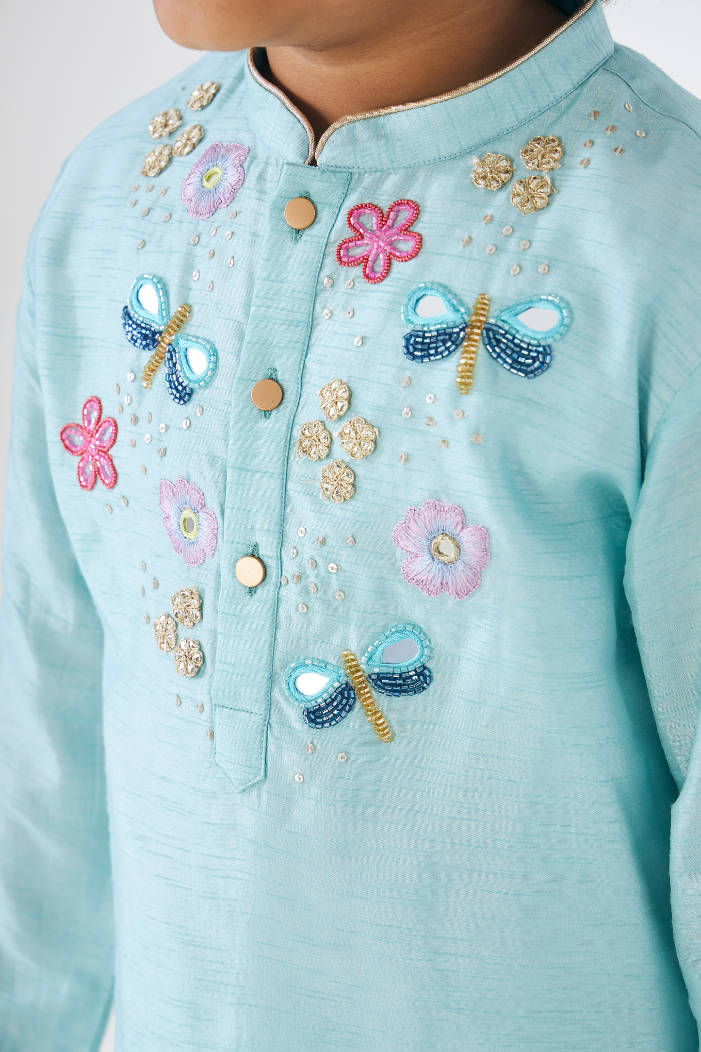 Freya Sage Boys Embellished Kurta & Jacket (Set of 3 Pcs)