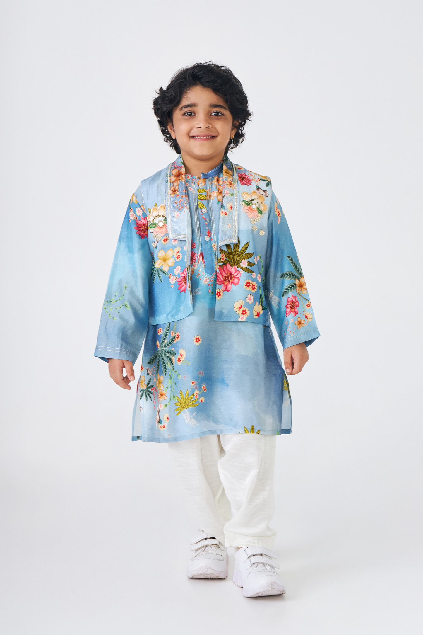 Clea Boys Embellished Kurta & Jacket (Set of 3 Pcs)