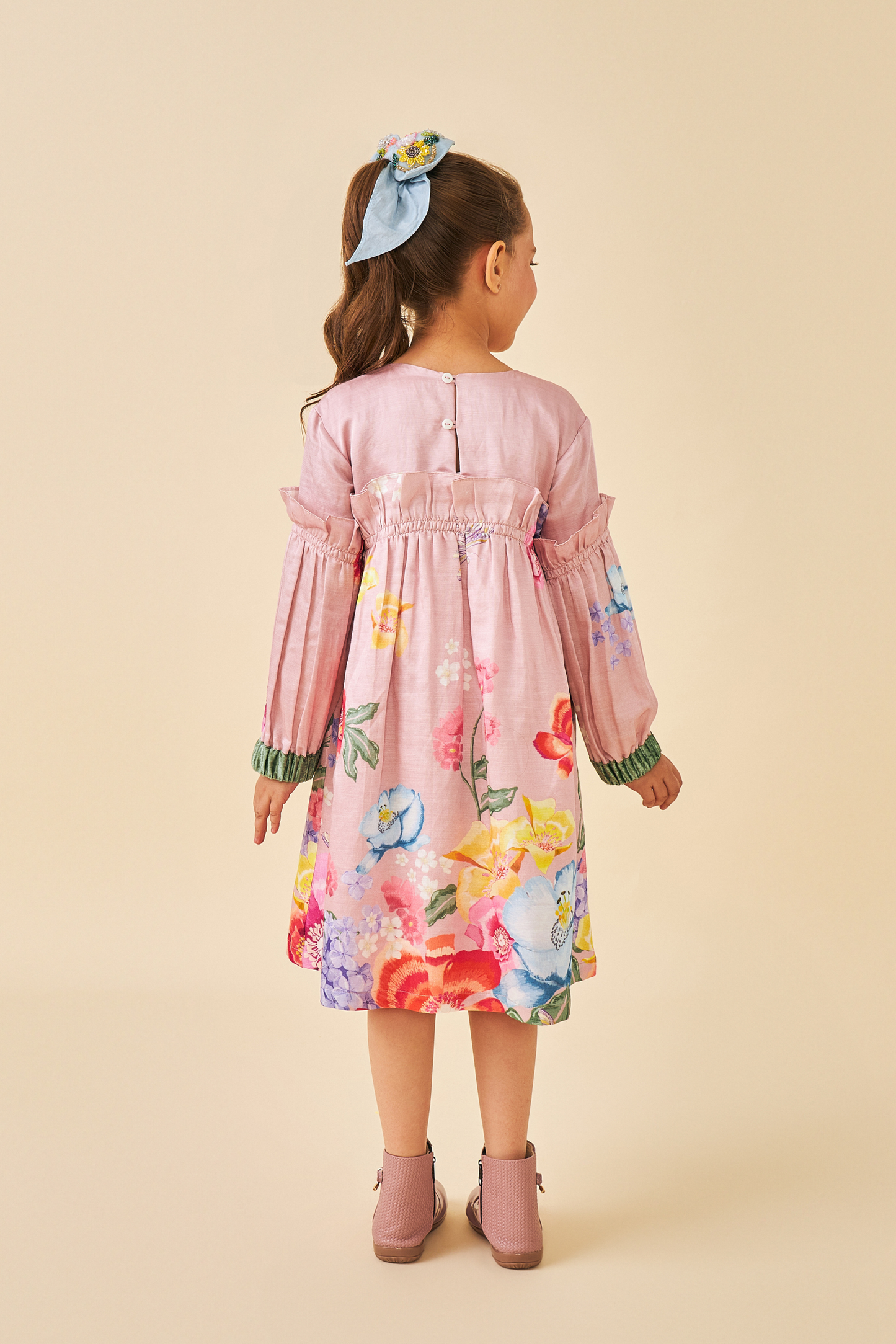 Zehra Pink Girls Frill Dress