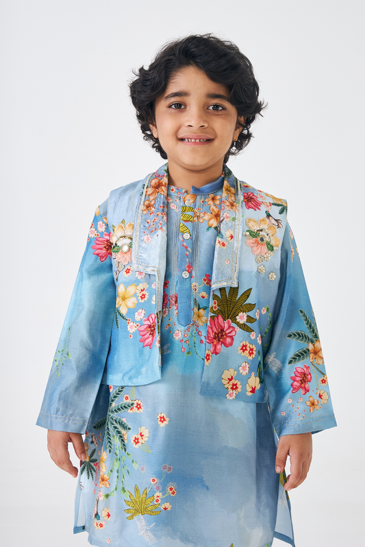 Clea Boys Embellished Kurta & Jacket (Set of 3 Pcs)