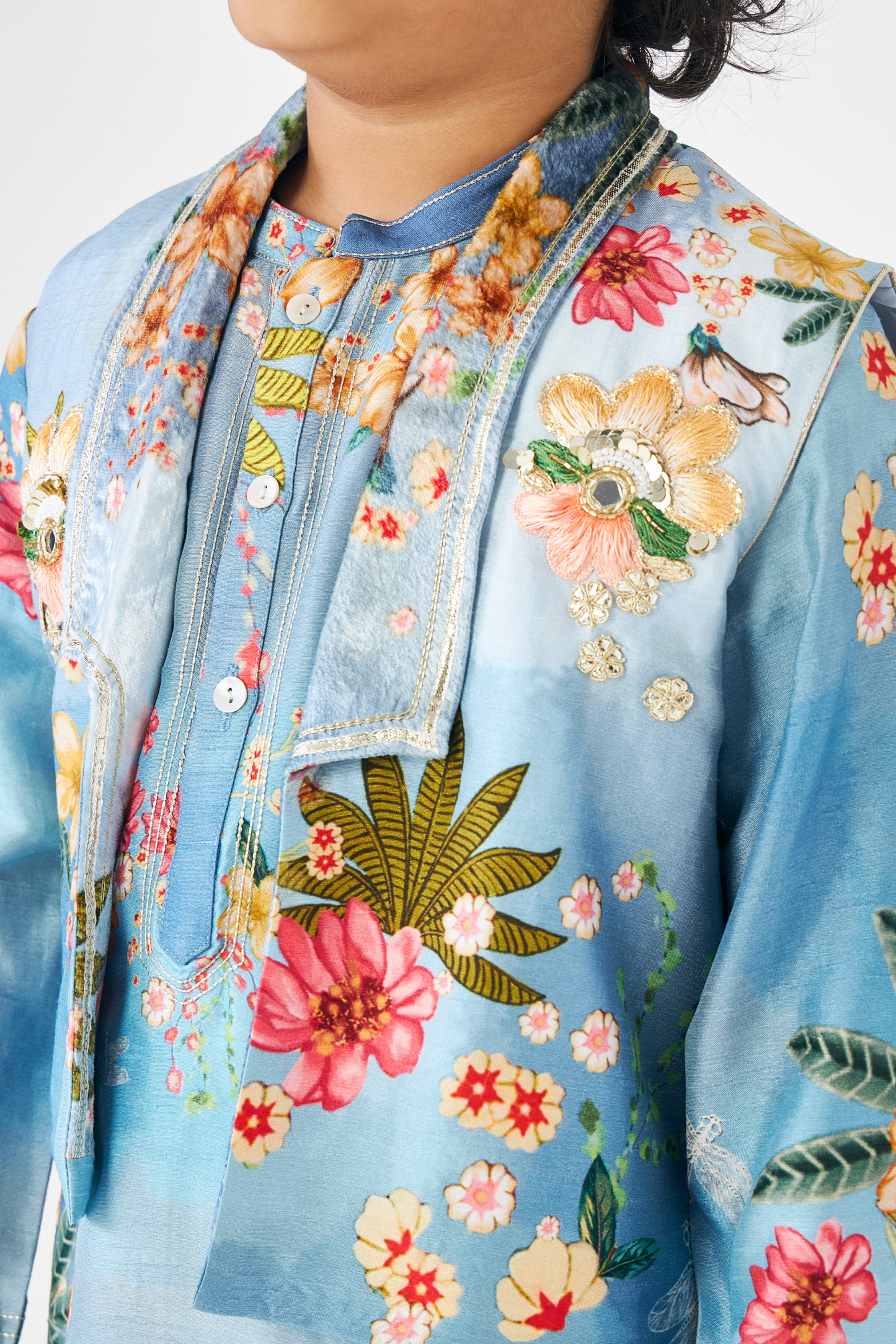 Clea Boys Embellished Kurta & Jacket (Set of 3 Pcs)