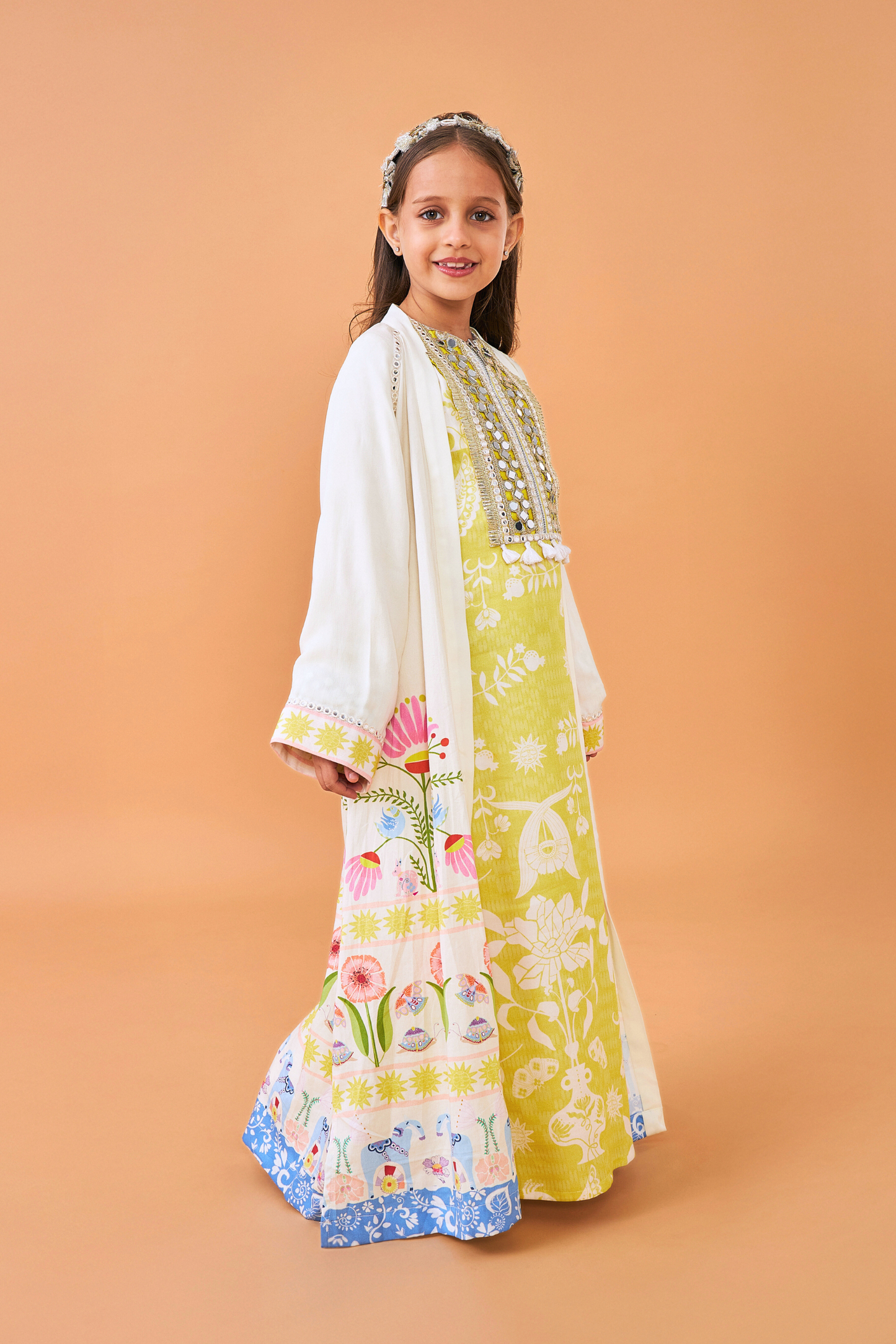 Dala Coat with Poppy Yellow Long Dress