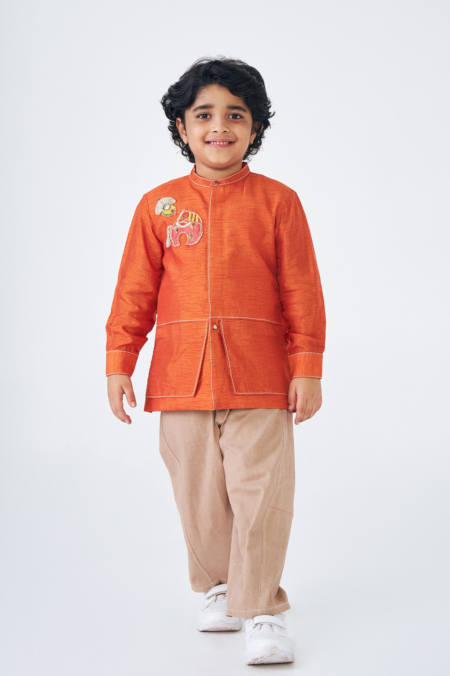 Riva Orange Boys Embellished Jacket - 1 Pc