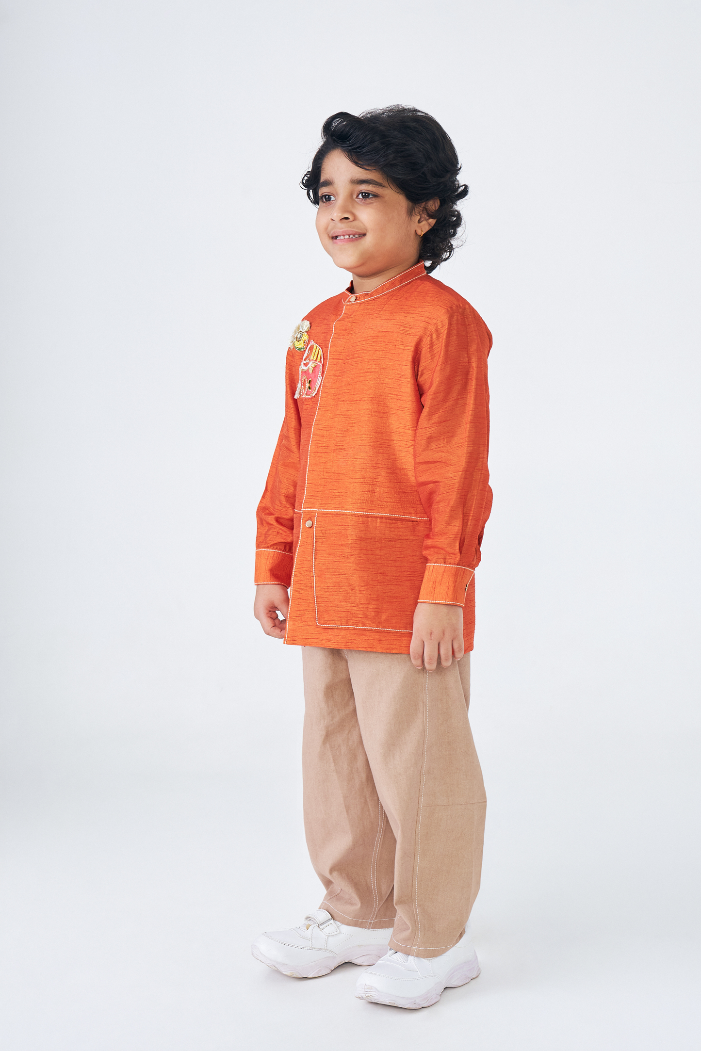 Riva Orange Boys Embellished Jacket - 1 Pc