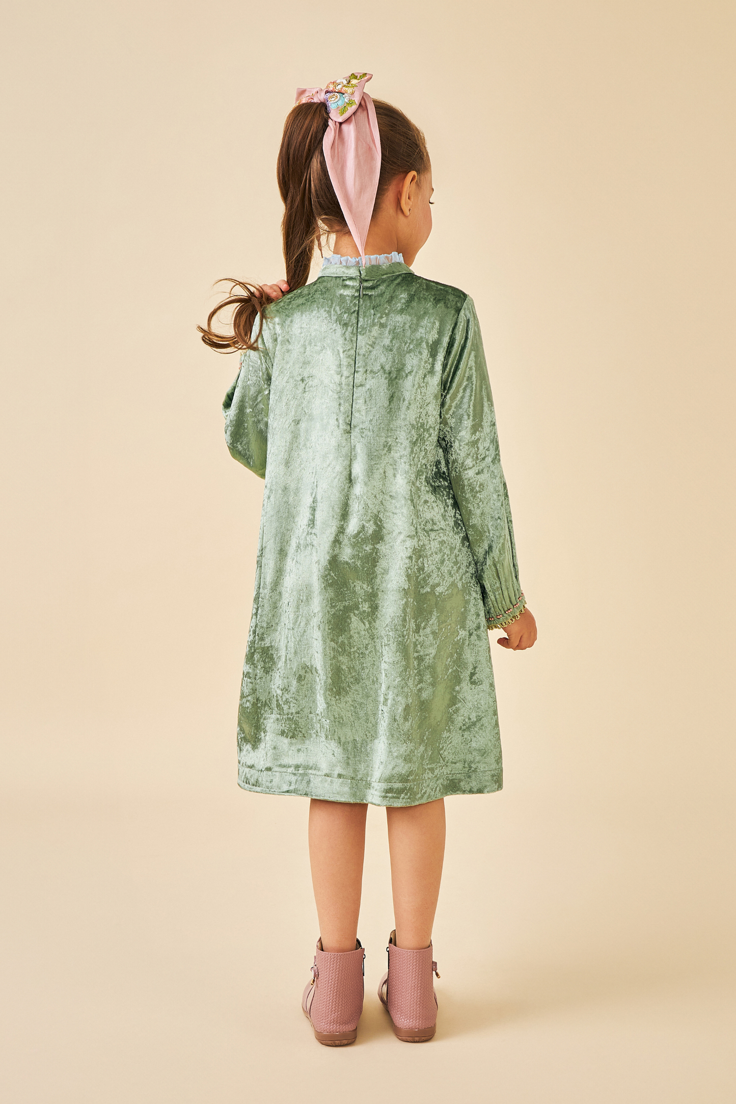 Jade Velvet Girls Dress