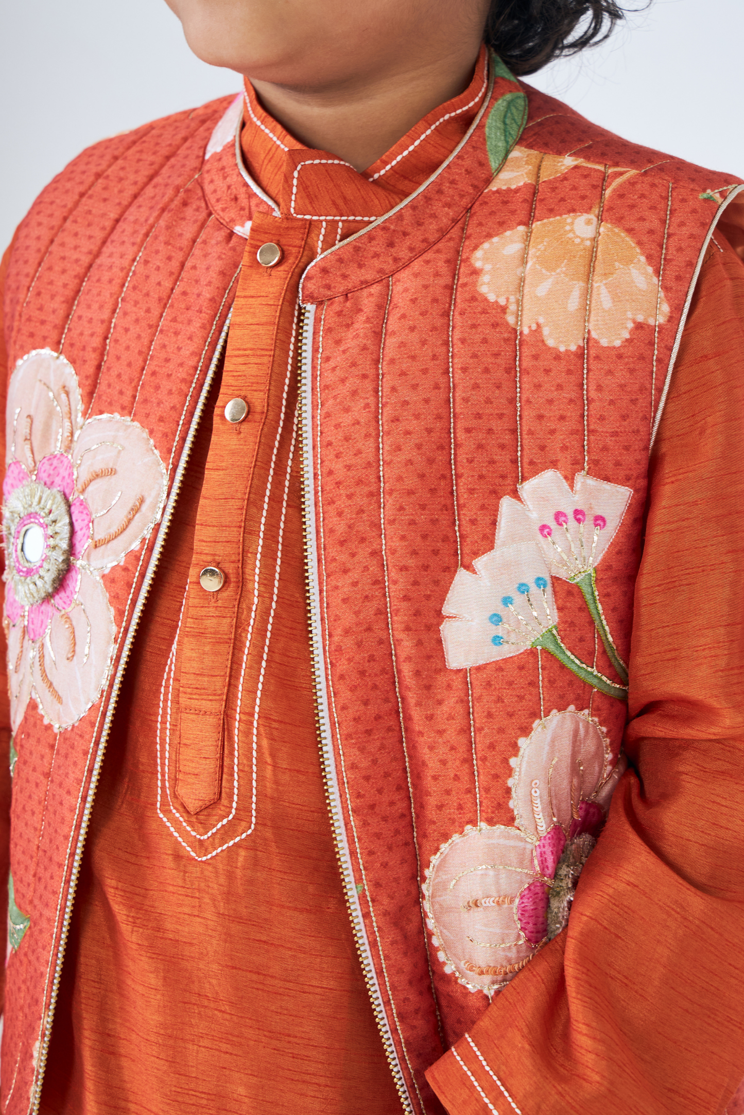 Riva Boys Embellished Jacket & Kurta Set (Set of 3 Pcs)