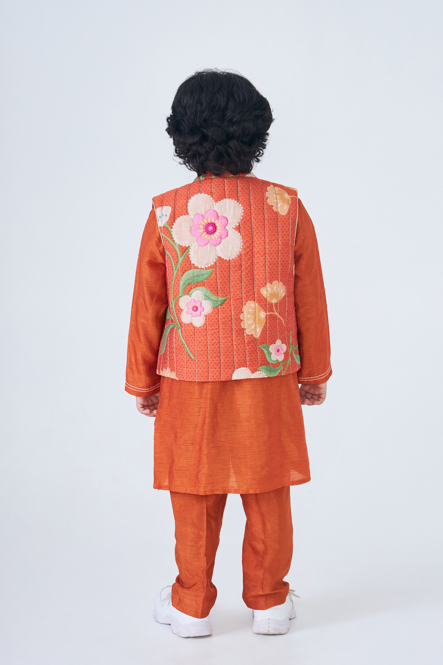 Riva Boys Embellished Jacket & Kurta Set (Set of 3 Pcs)