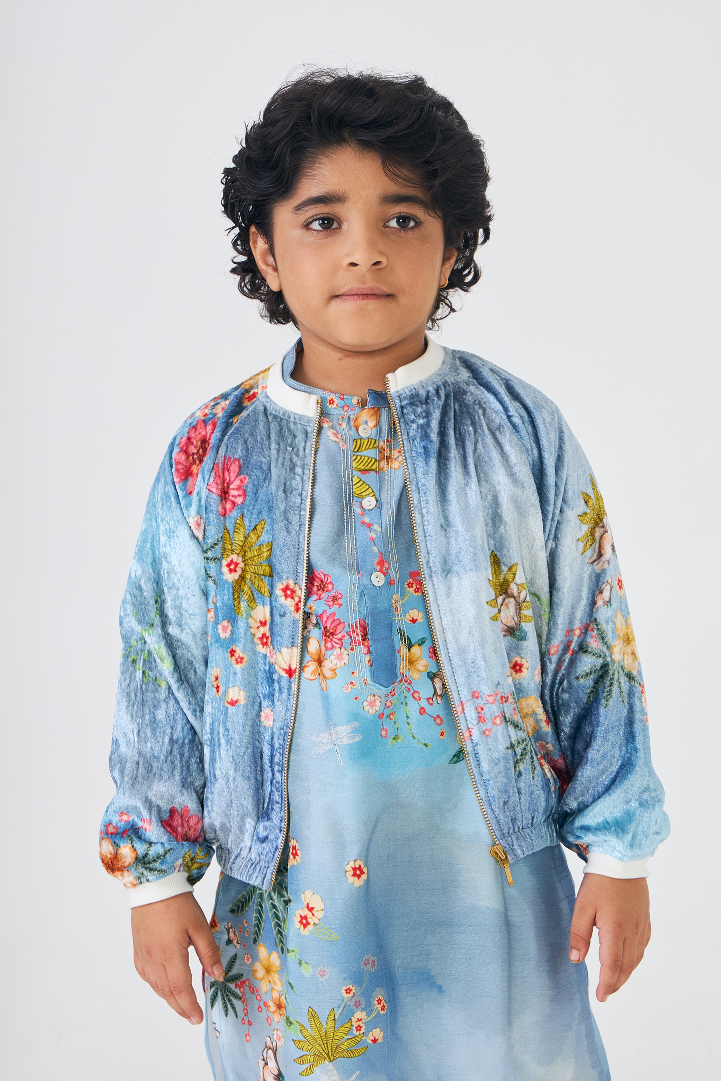 Clea Boys Embellished Kurta & Bomber Jacket (Set of 3 Pcs)
