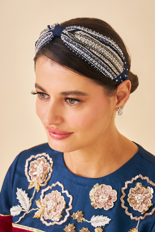 Taylor Navy Ladies Embellished Headband