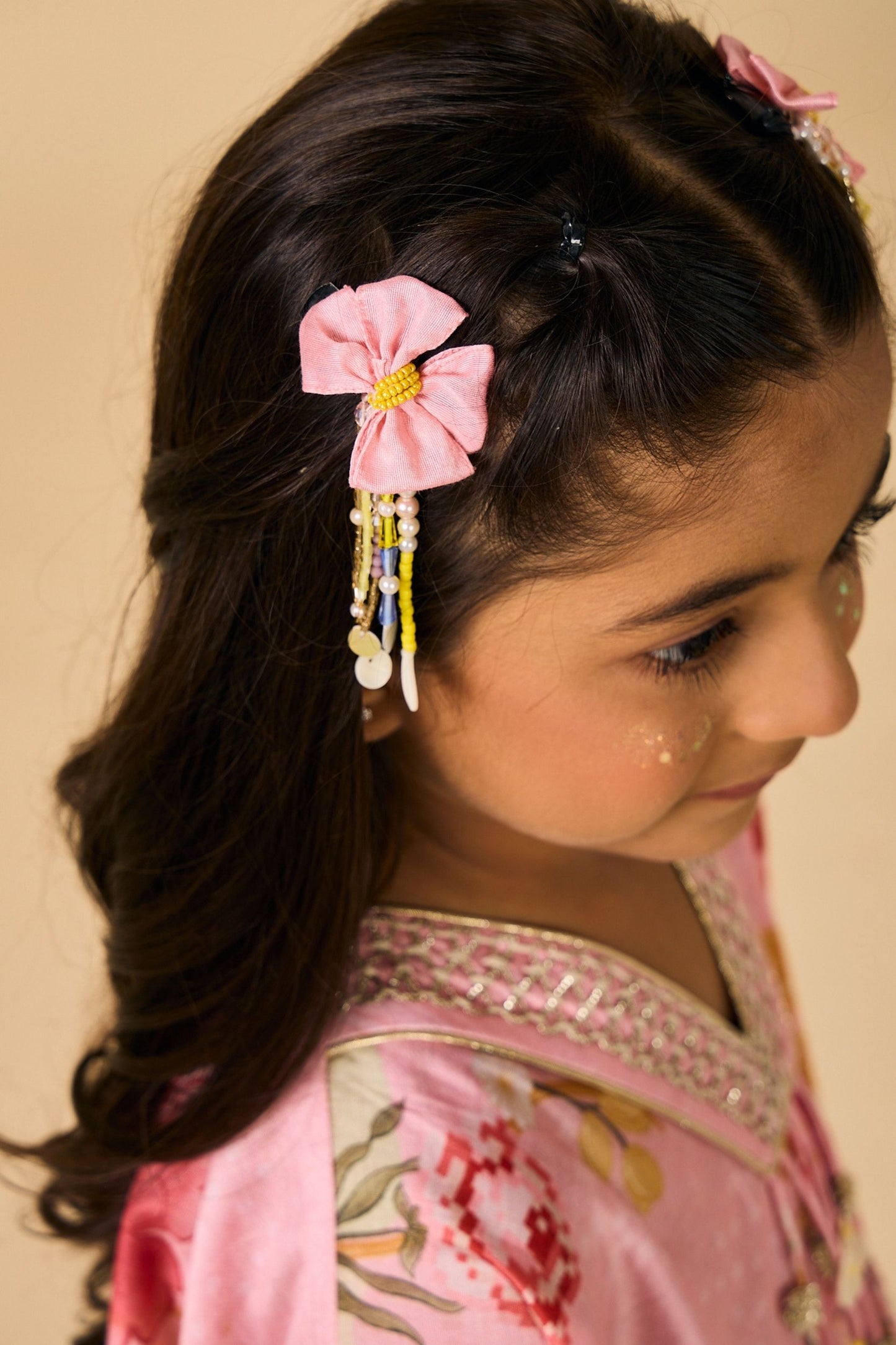Rose Jaipur Girls Embellished V-Neck Tunic & Trouser Coord ( 2 Pc Set)