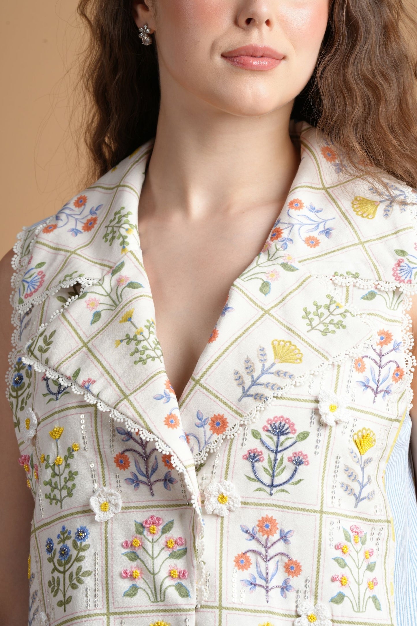 Flora Charm Embellished Jacket (1 Pc)