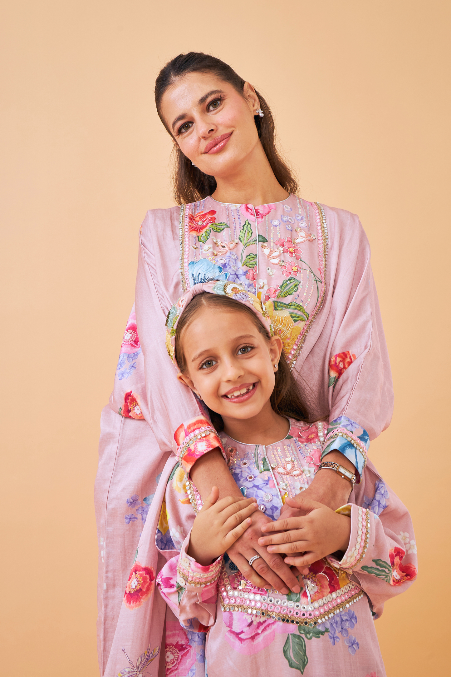 Zehra Pink Long Dress  - Mom & Me