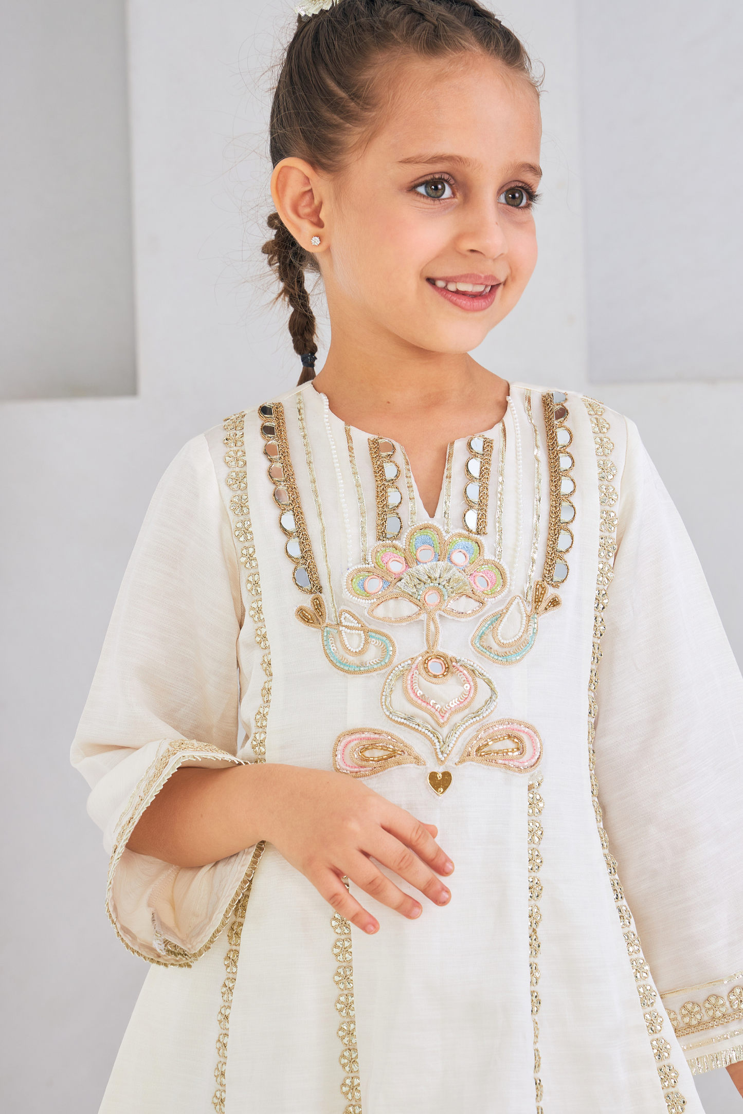 Ivora Girls Embellished Tunic With Trousers Co-ord ( Set of 2pcs )