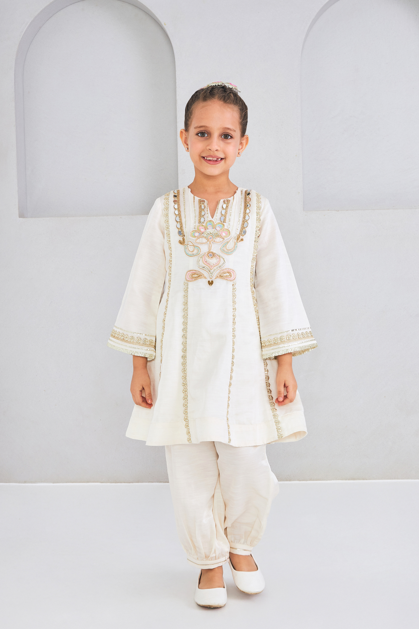 Ivora Girls Embellished Tunic With Trousers Co-ord ( Set of 2pcs )