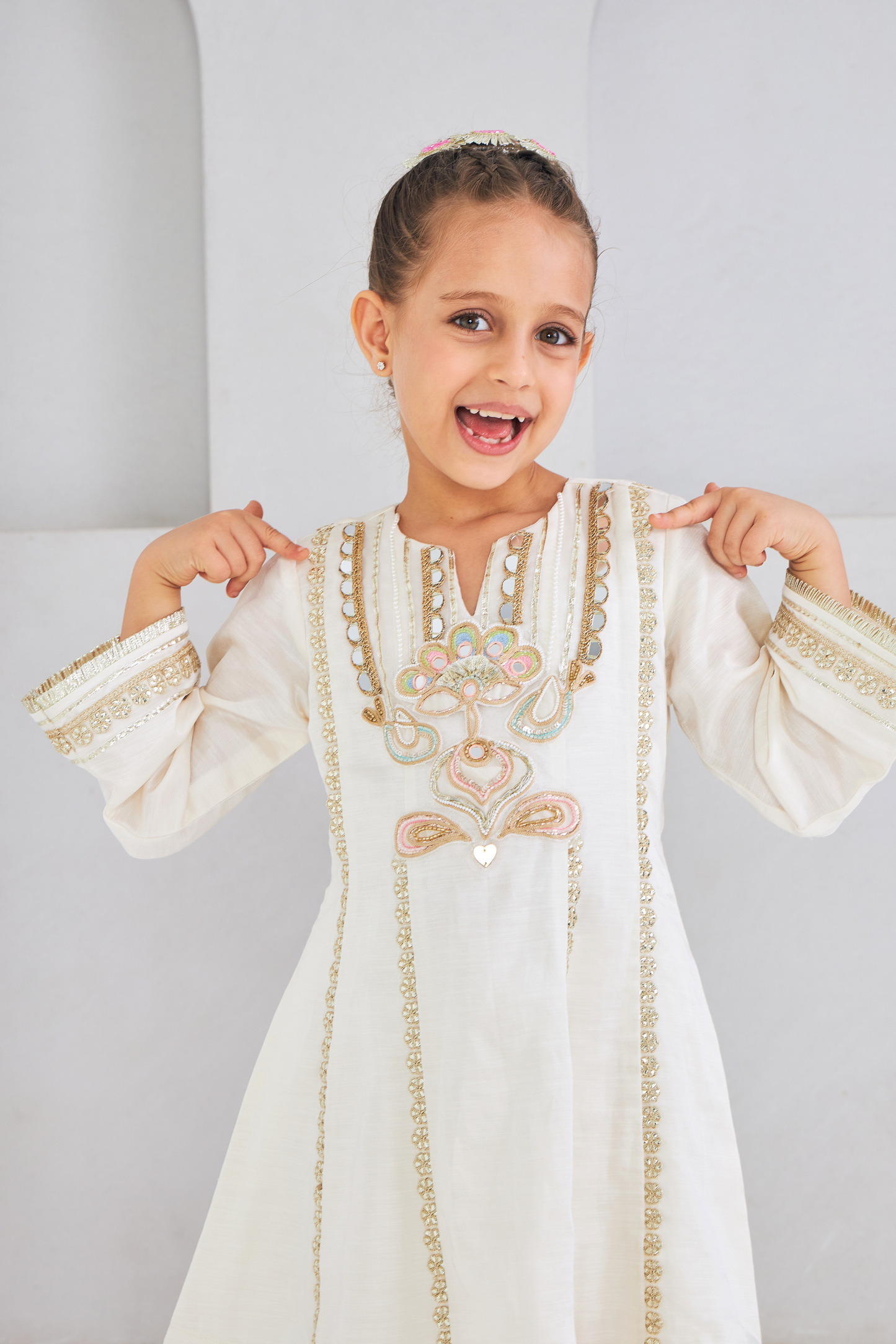 Ivora Girls Embellished Tunic With Trousers Co-ord ( Set of 2pcs )