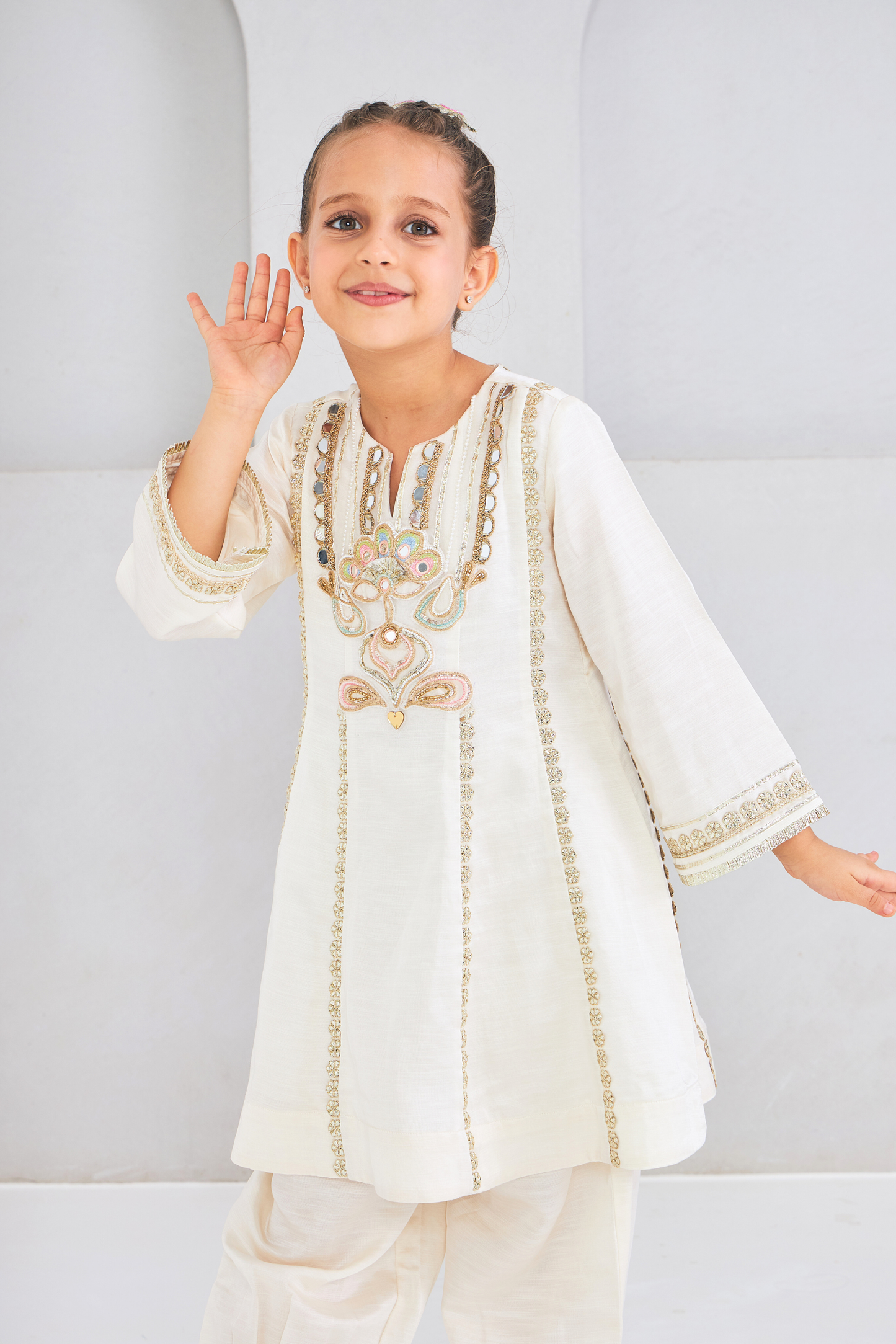 Ivora Girls Embellished Tunic With Trousers Co-ord ( Set of 2pcs )