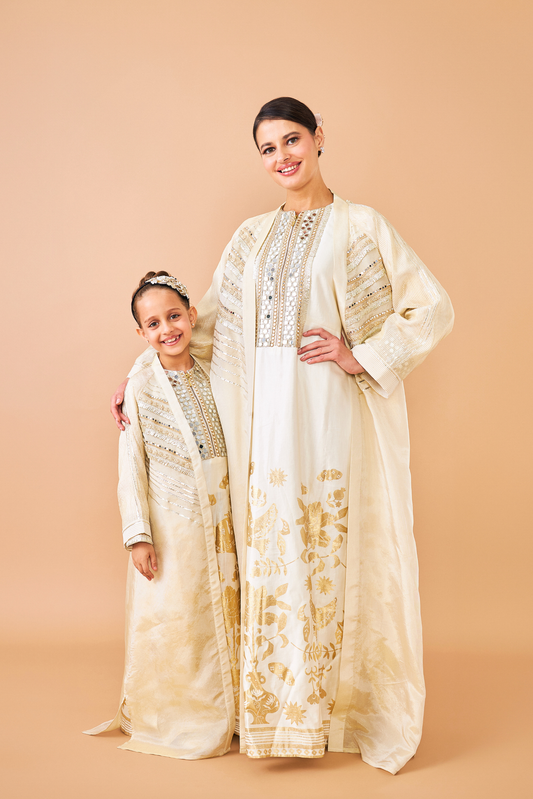 Alba Gold Coat with Long Dress - Mom & Me