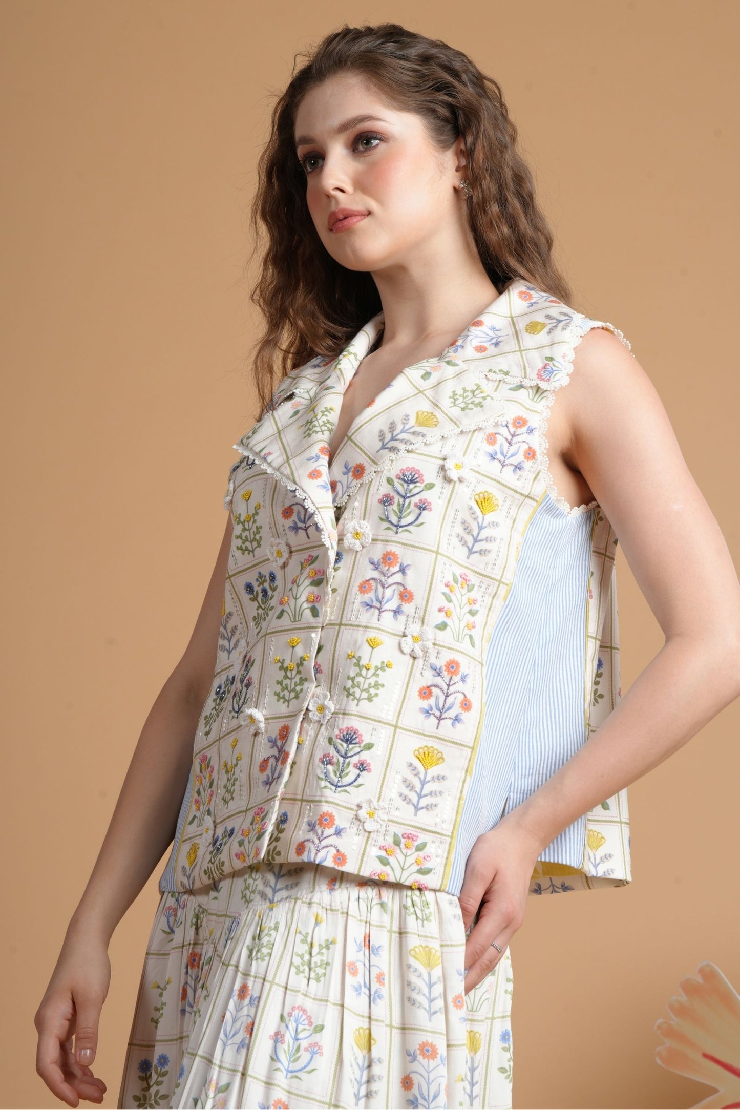 Flora Charm Embellished Jacket (1 Pc)