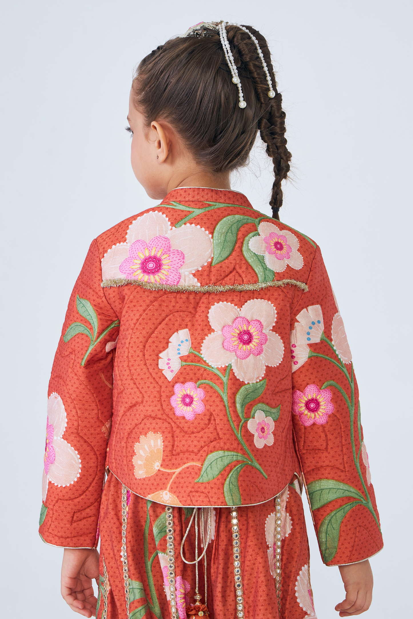 Riva Embellished Girls Quilted Jacket- 1 pc