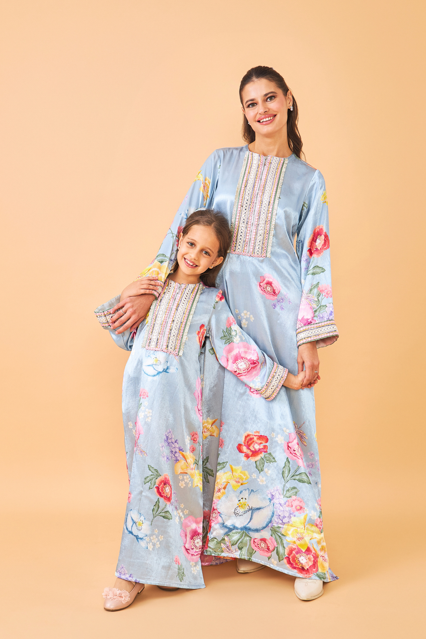 Zehra Blue Long Dress - Mom & Me