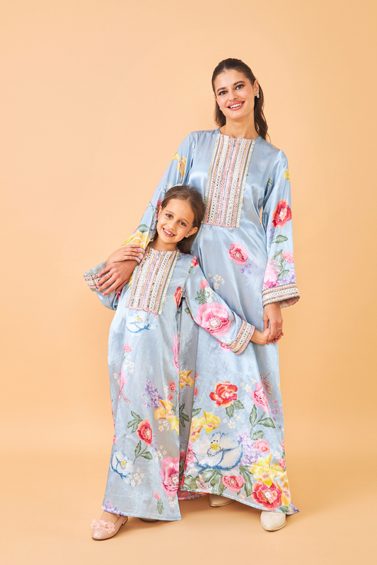 Zehra Blue Long Dress - Mom & Me